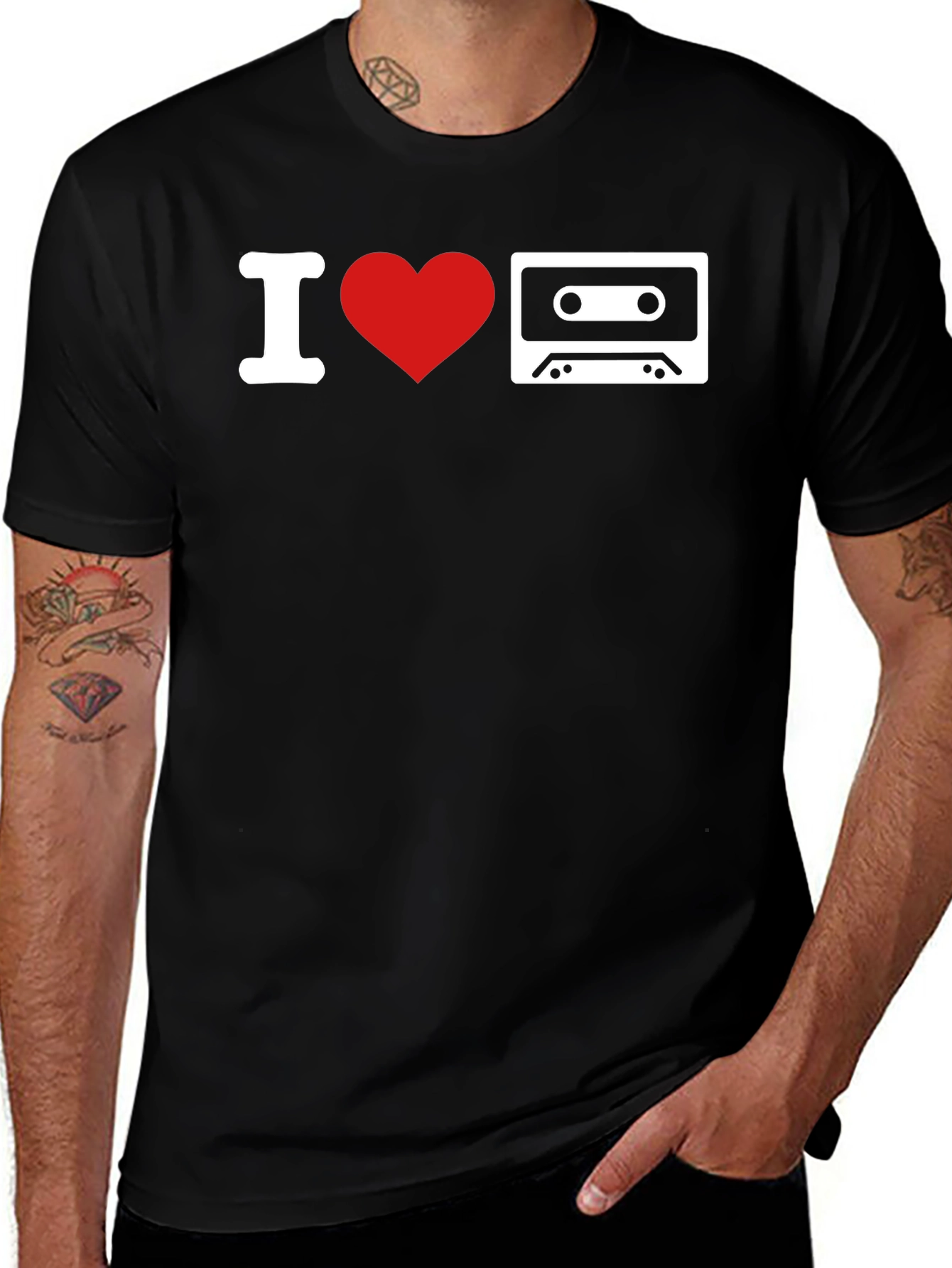 Variant 3 of I Love Cassette Tape Graphic Tee - Retro Music T-Shirt