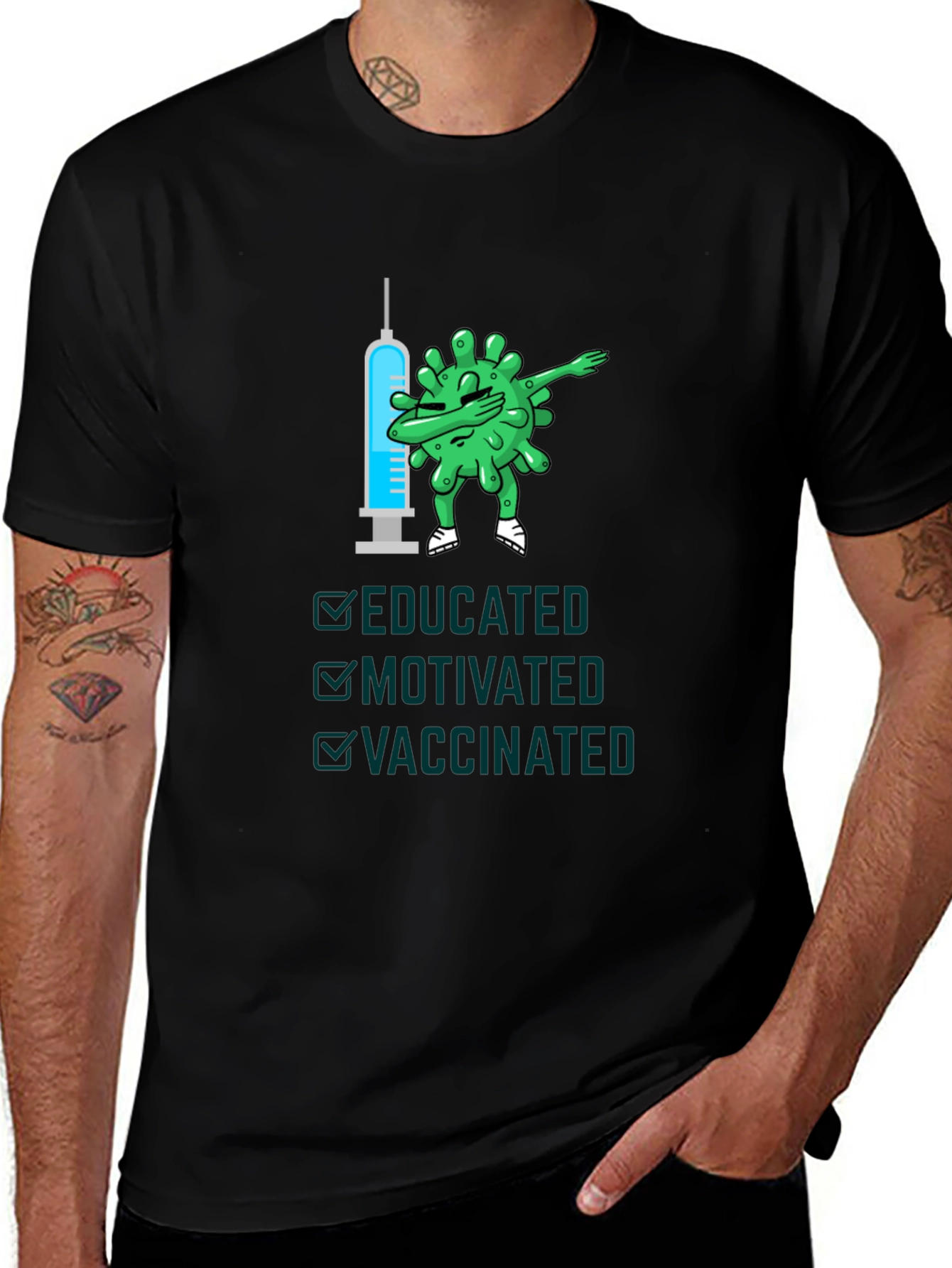 Variant 27 of Educated Motivated Vaccinated T-Shirt