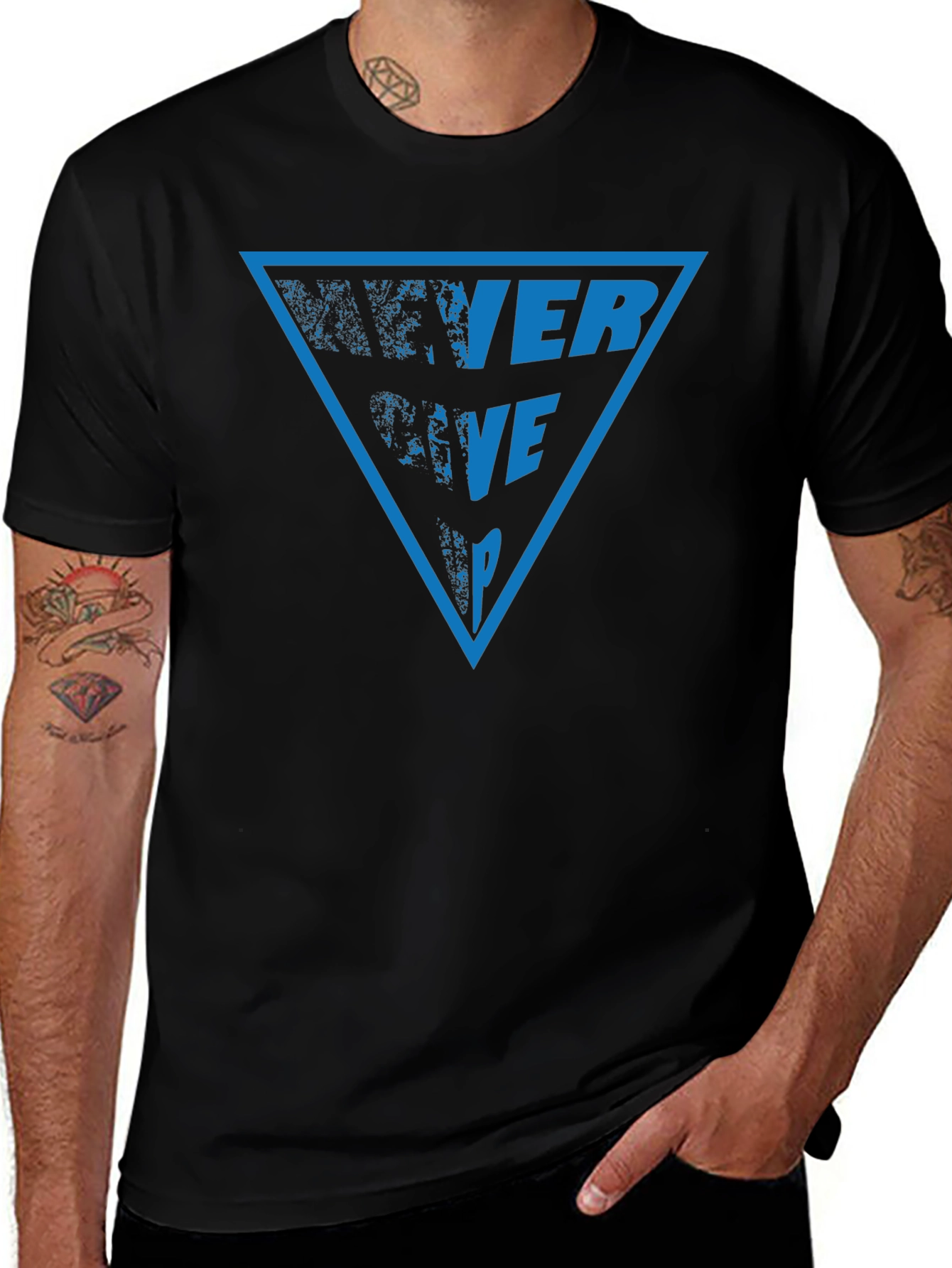 Variant 17 of Never Give Up Graphic Tee - Black