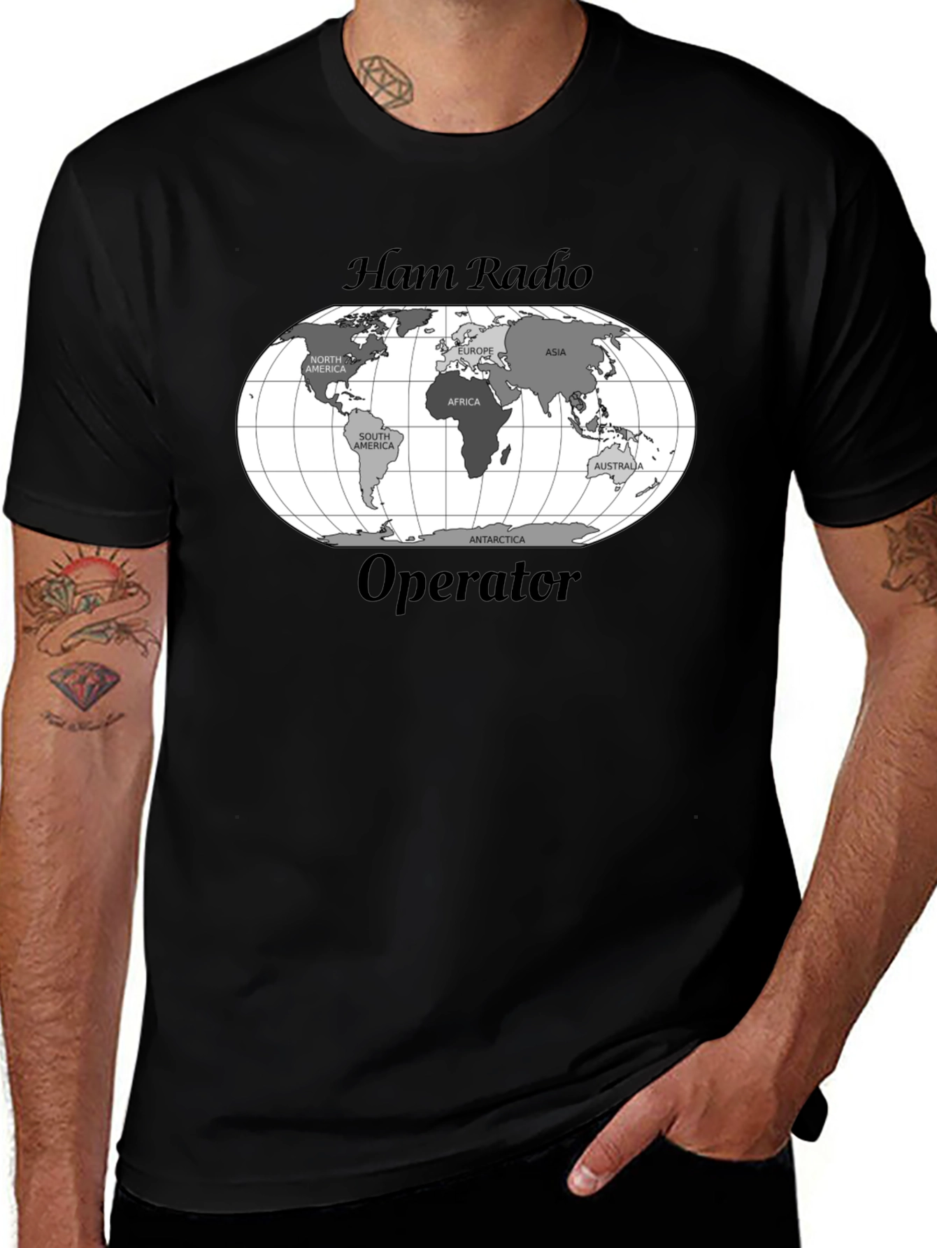 Variant 6 of Ham Radio Operator World Map T-Shirt