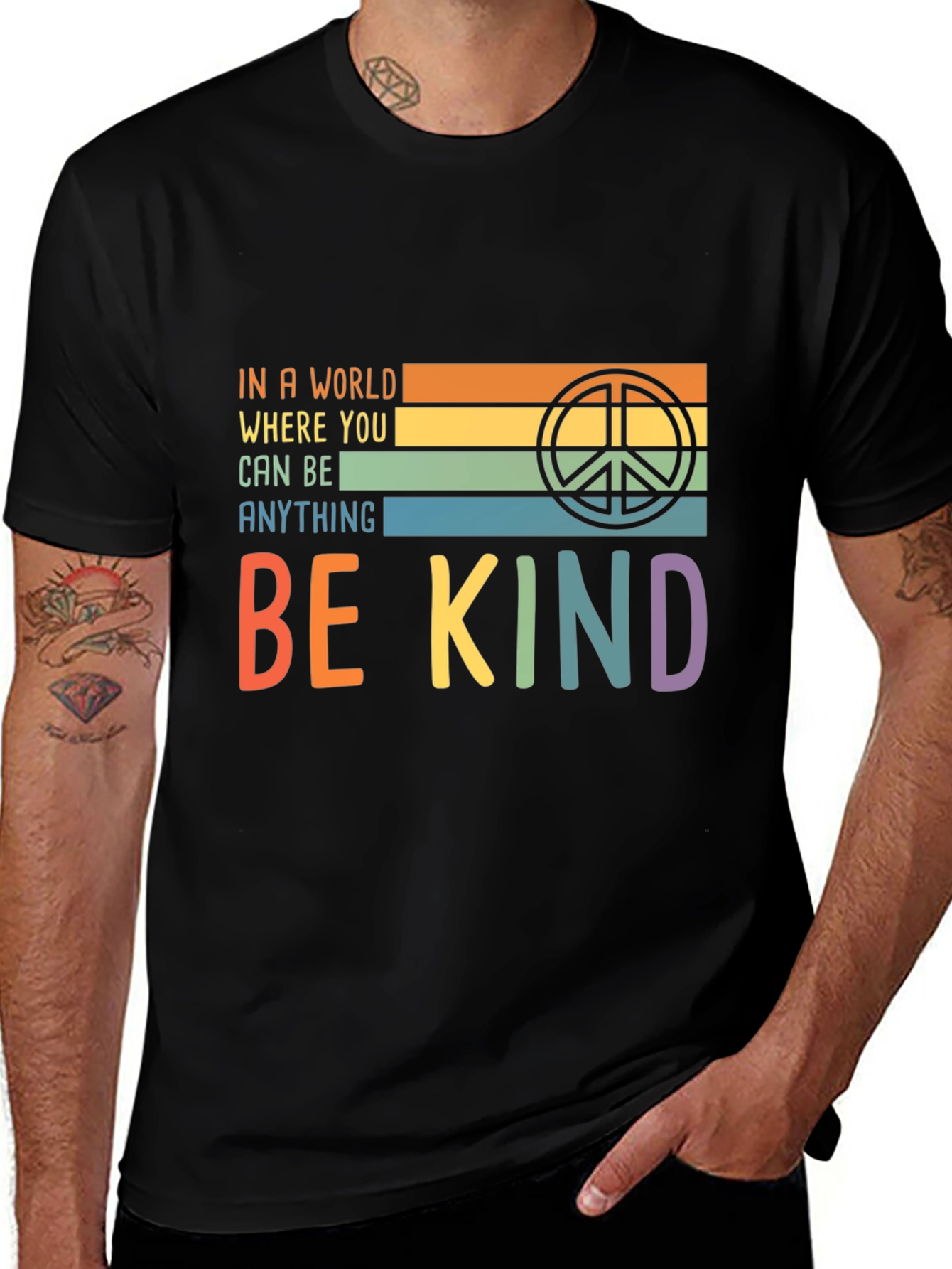 Variant 23 of Be Kind Retro T-Shirt - Peace Symbol Design