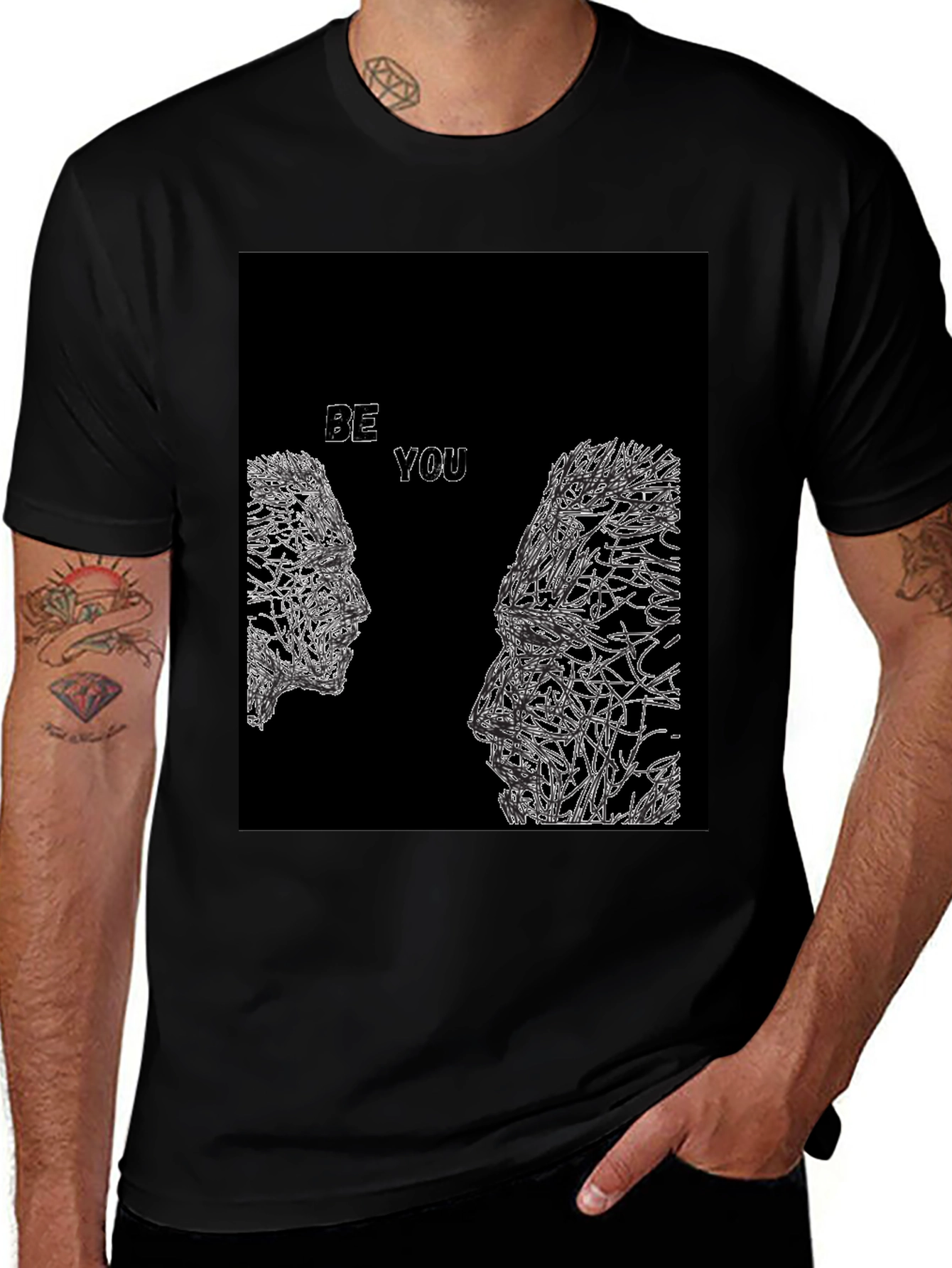 Variant 18 of Abstract "Be You" Black Graphic Tee