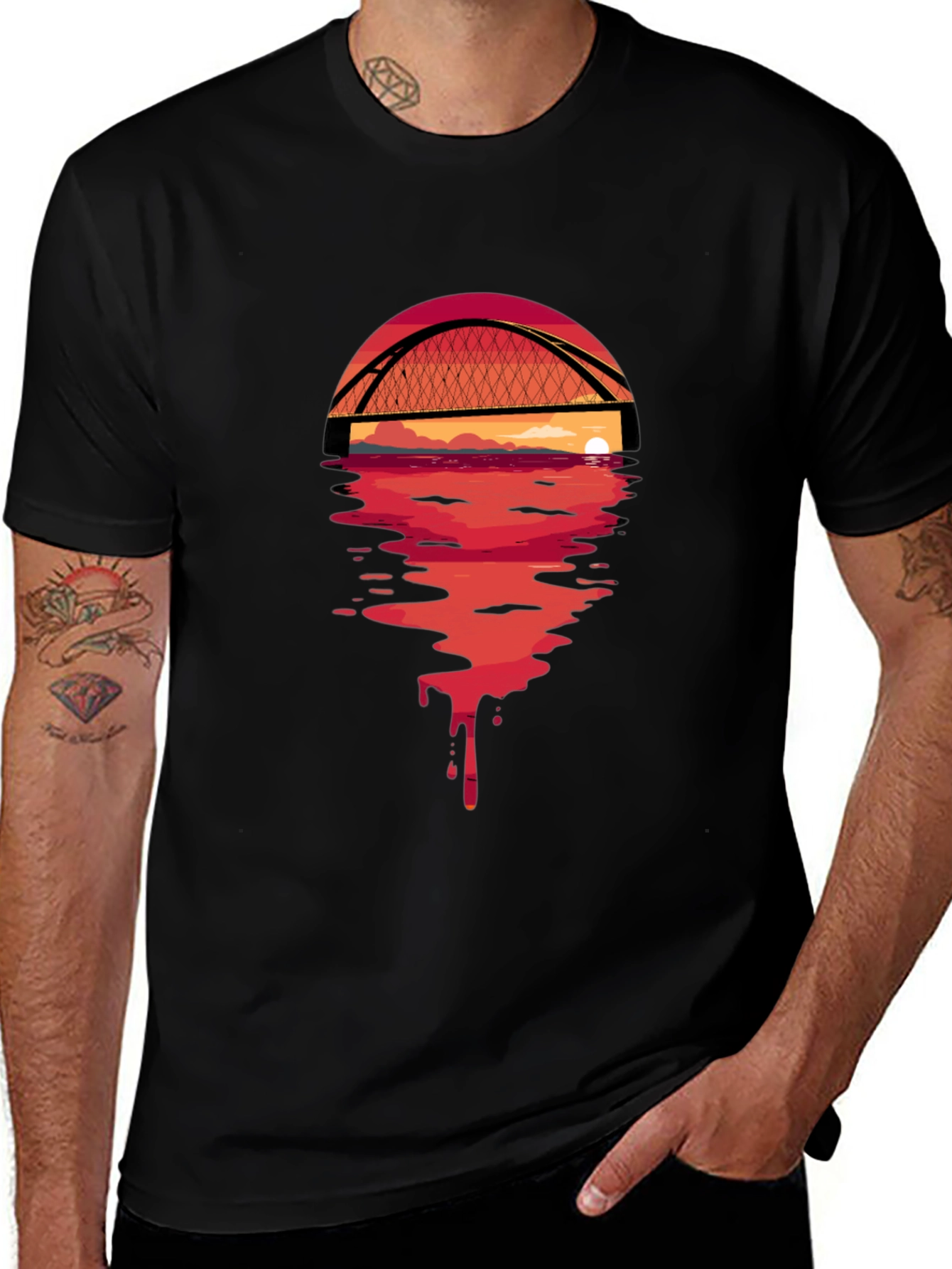 Variant 15 of Sunset Bridge Graphic Tee - Black