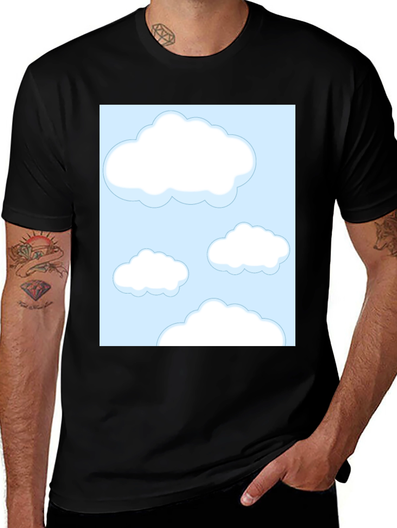 Variant 8 of Cloud Print Black Tee