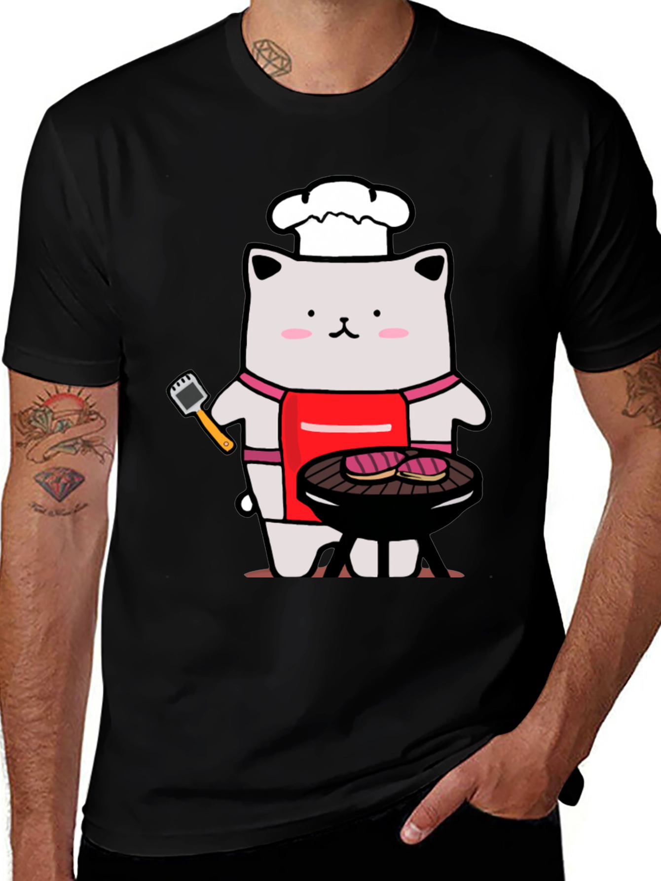 Variant 21 of Chef Cat BBQ T-Shirt - Funny Grilling Tee