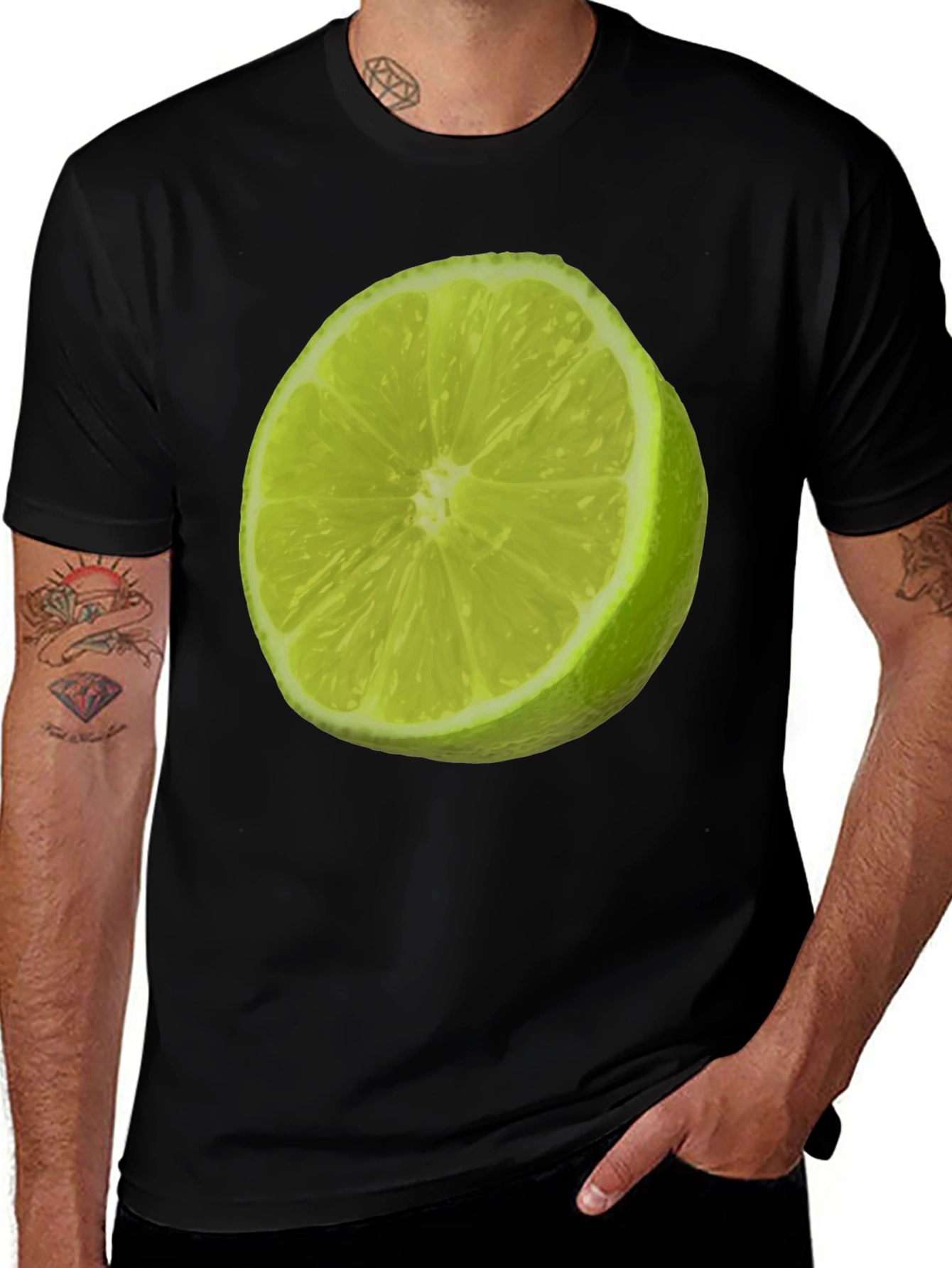Variant 22 of Lime Slice Graphic Tee - Black Cotton T-Shirt
