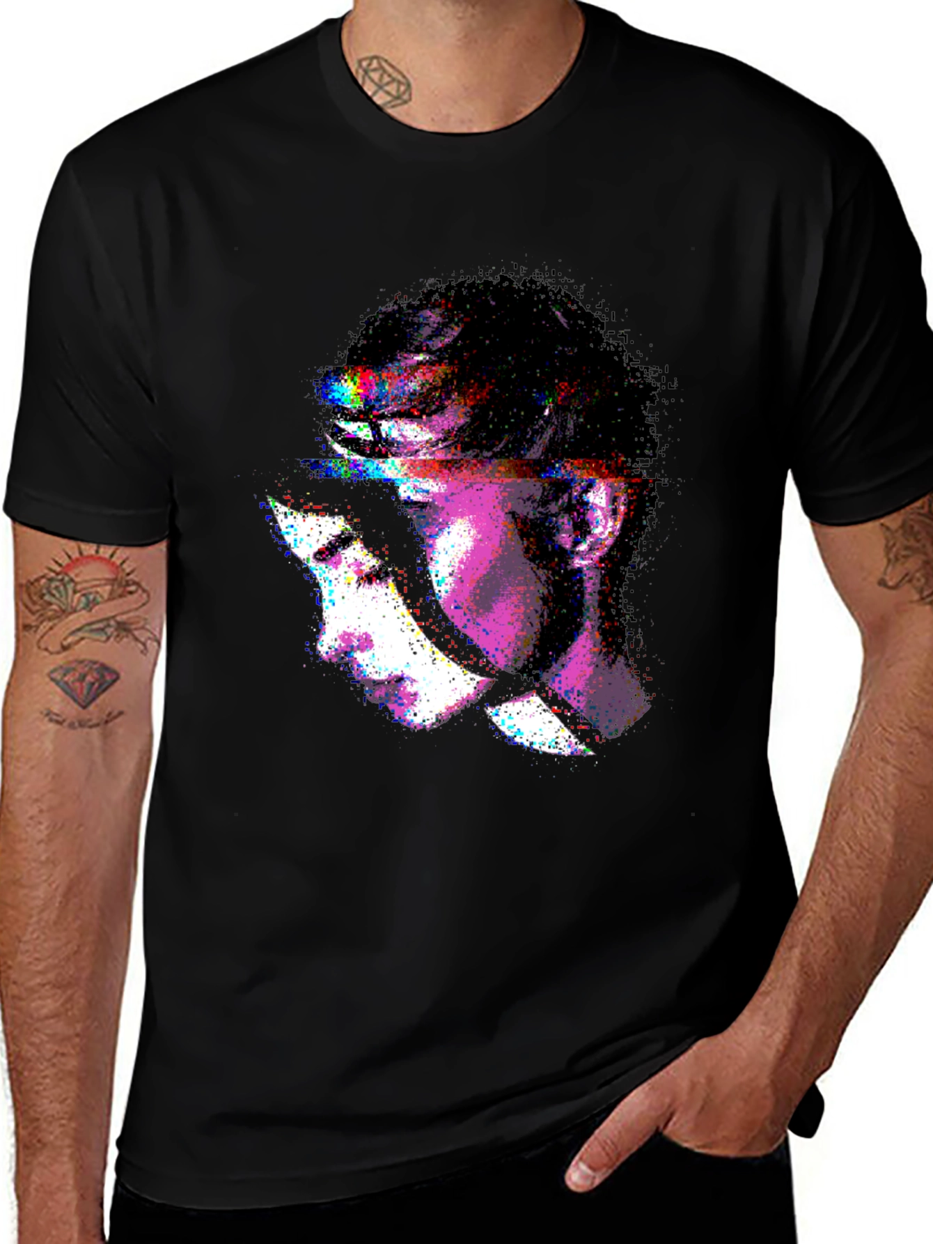 Variant 25 of Abstract Face Graphic Black T-Shirt