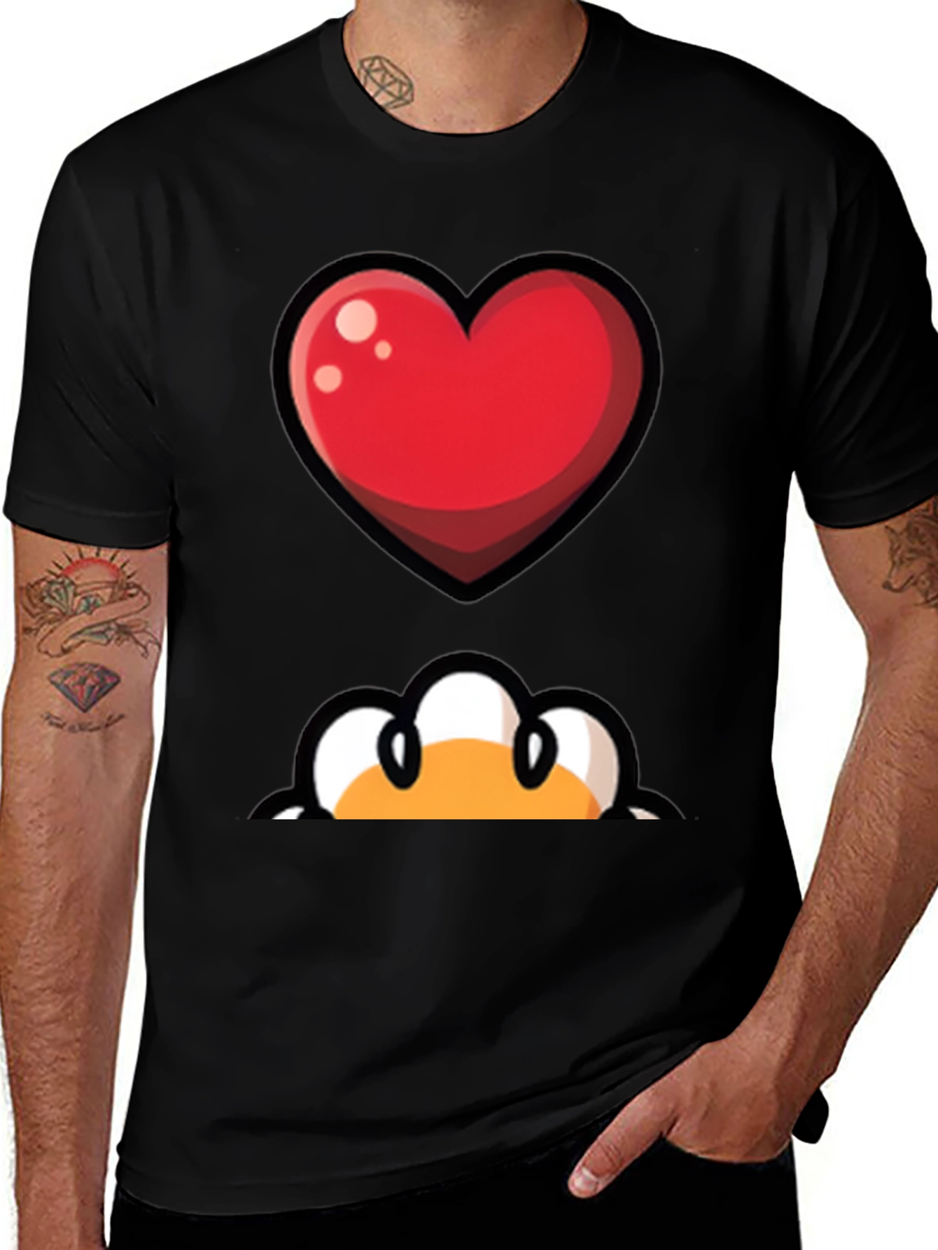 Variant 23 of Heart & Peek-a-Boo Graphic Black T-Shirt