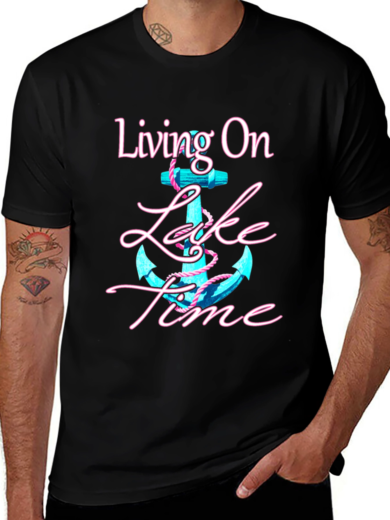 Variant 25 of Living On Lake Time Anchor Graphic Tee