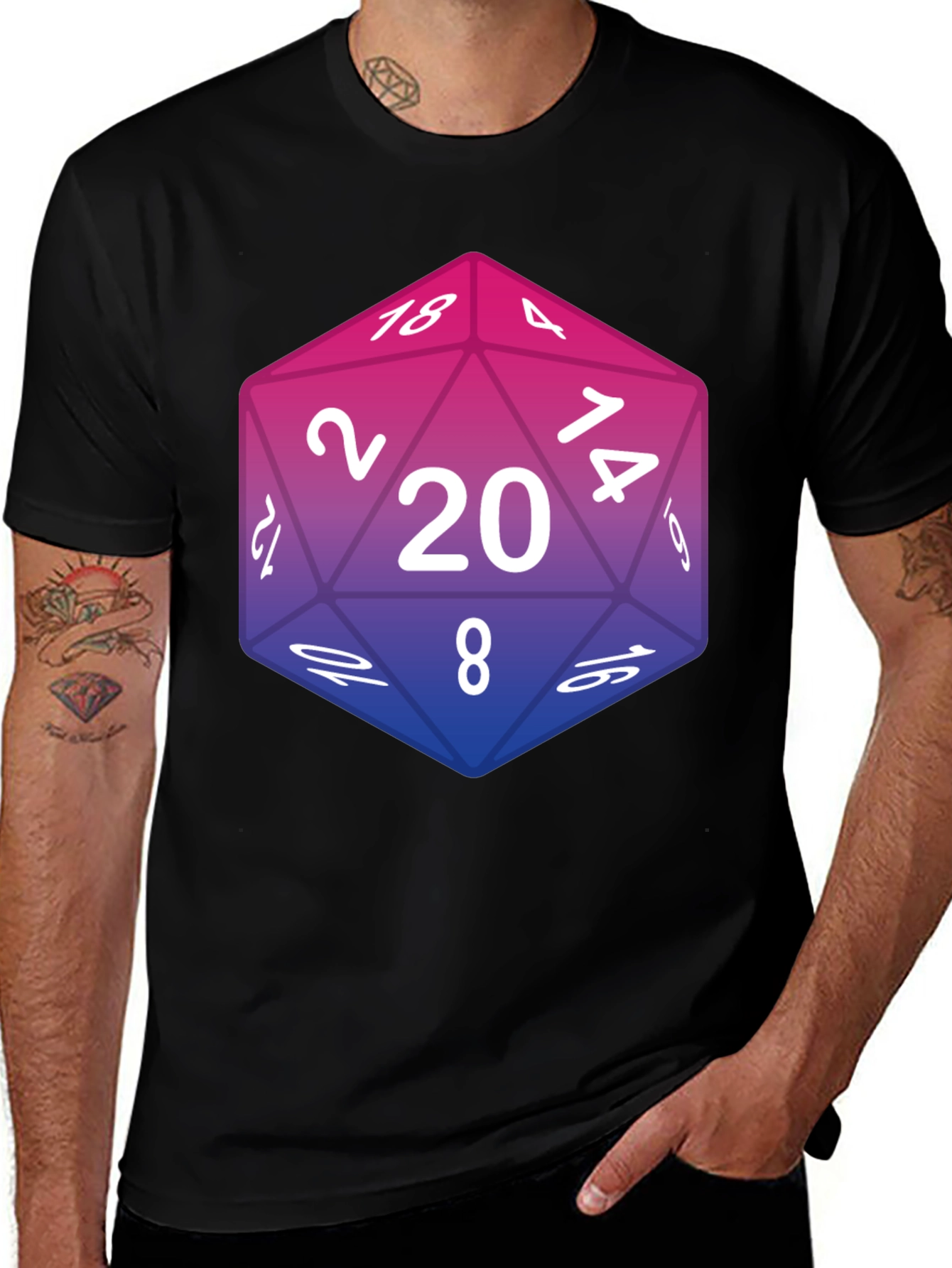 D20 Bi Pride T-Shirt - Role Playing Game Apparel