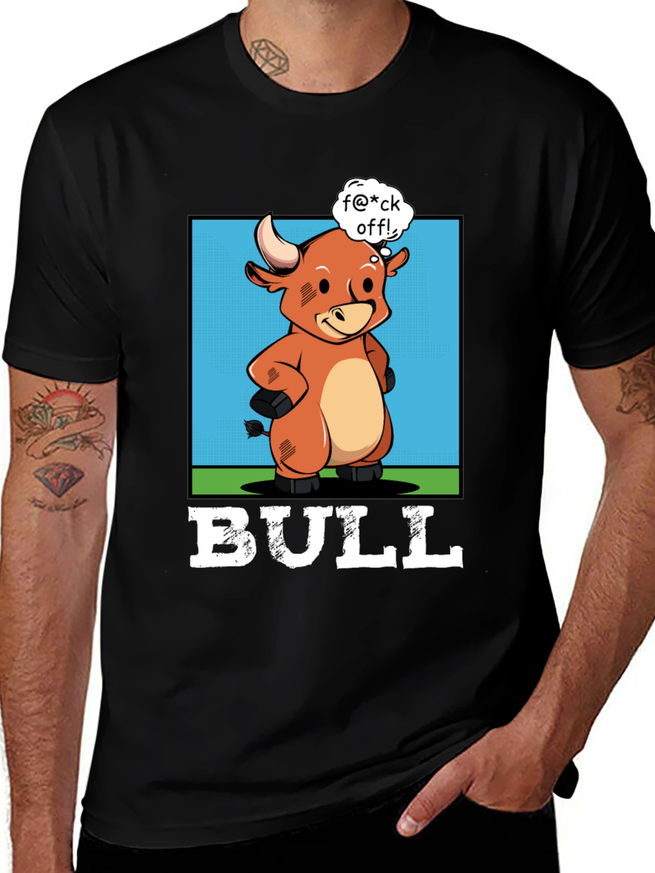 Variant 11 of Funny Bull Graphic T-Shirt - Rude Cartoon Animal Tee