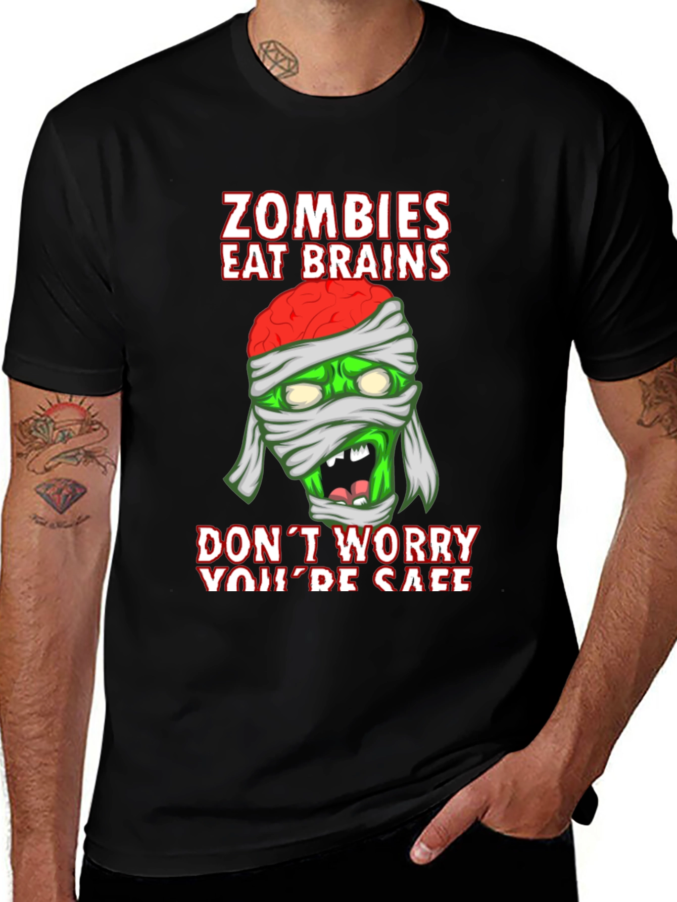 Variant 23 of Zombies Eat Brains Halloween Graphic T-Shirt