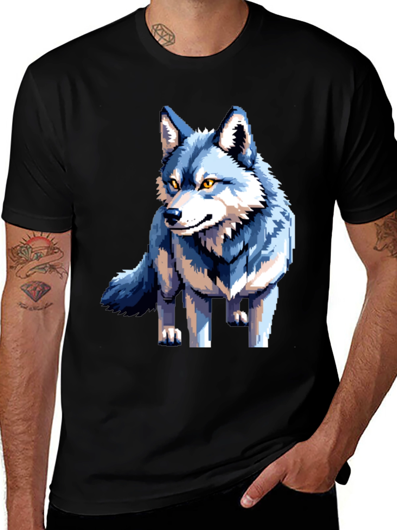 Variant 23 of Pixel Art Wolf Graphic Tee - Cool Animal Design