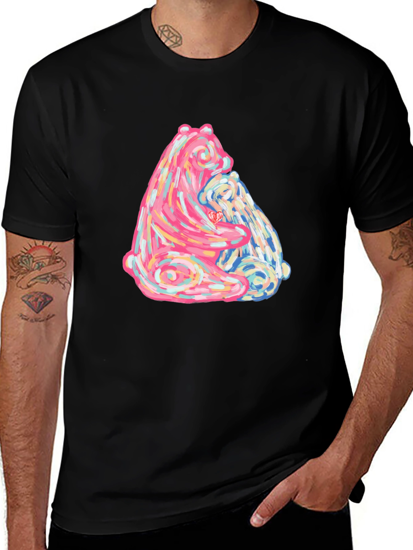 Variant 5 of Colorful Abstract Bear Hug Graphic Tee
