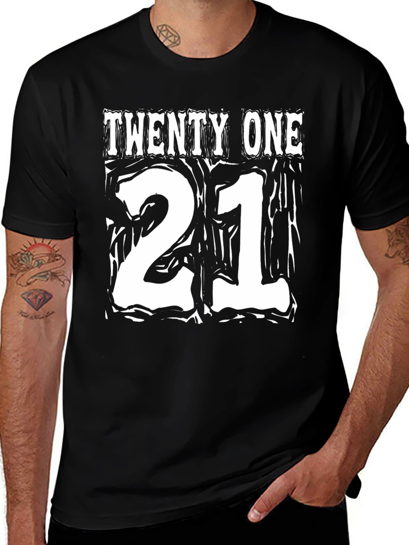 Variant 16 of Twenty One Birthday T-Shirt - Black Cotton Blend
