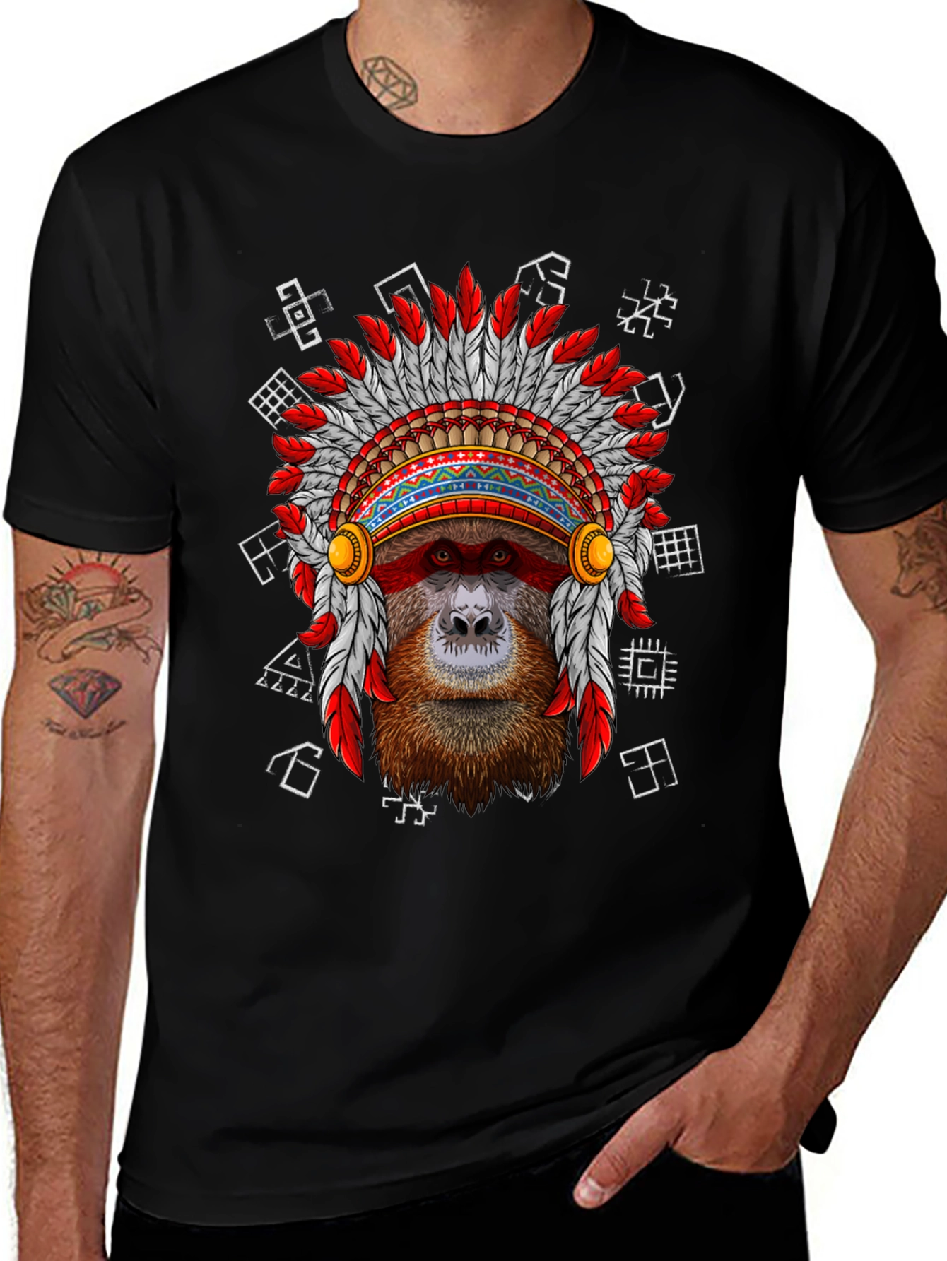 Variant 2 of Orangutan Headdress Graphic Tee - Unique Animal T-Shirt