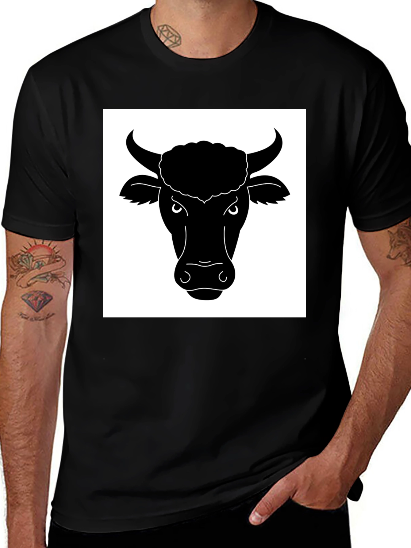 Black Bull Head Graphic T-Shirt