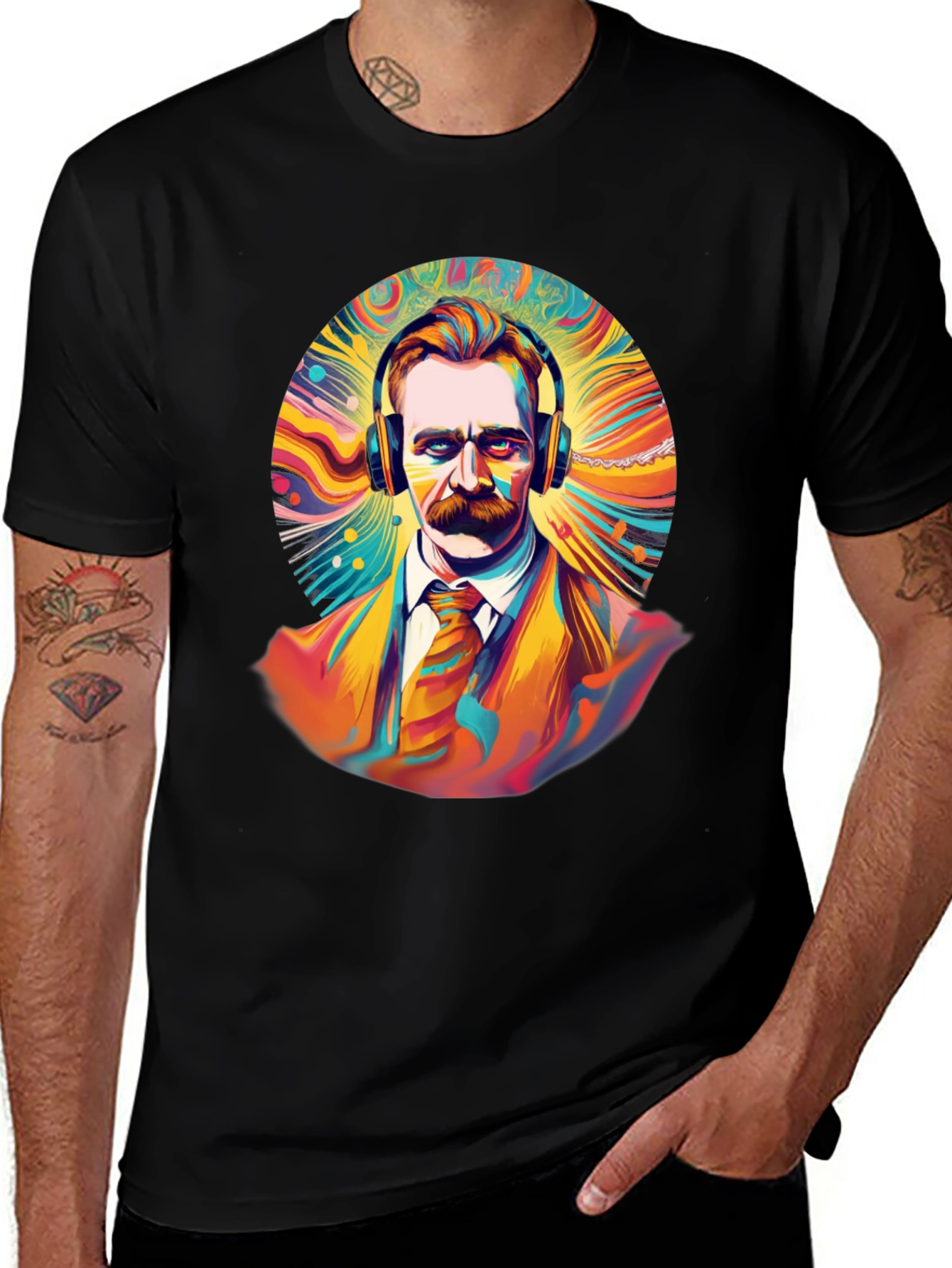 Psychedelic Nietzsche Graphic Tee - Unique Music Lover Shirt