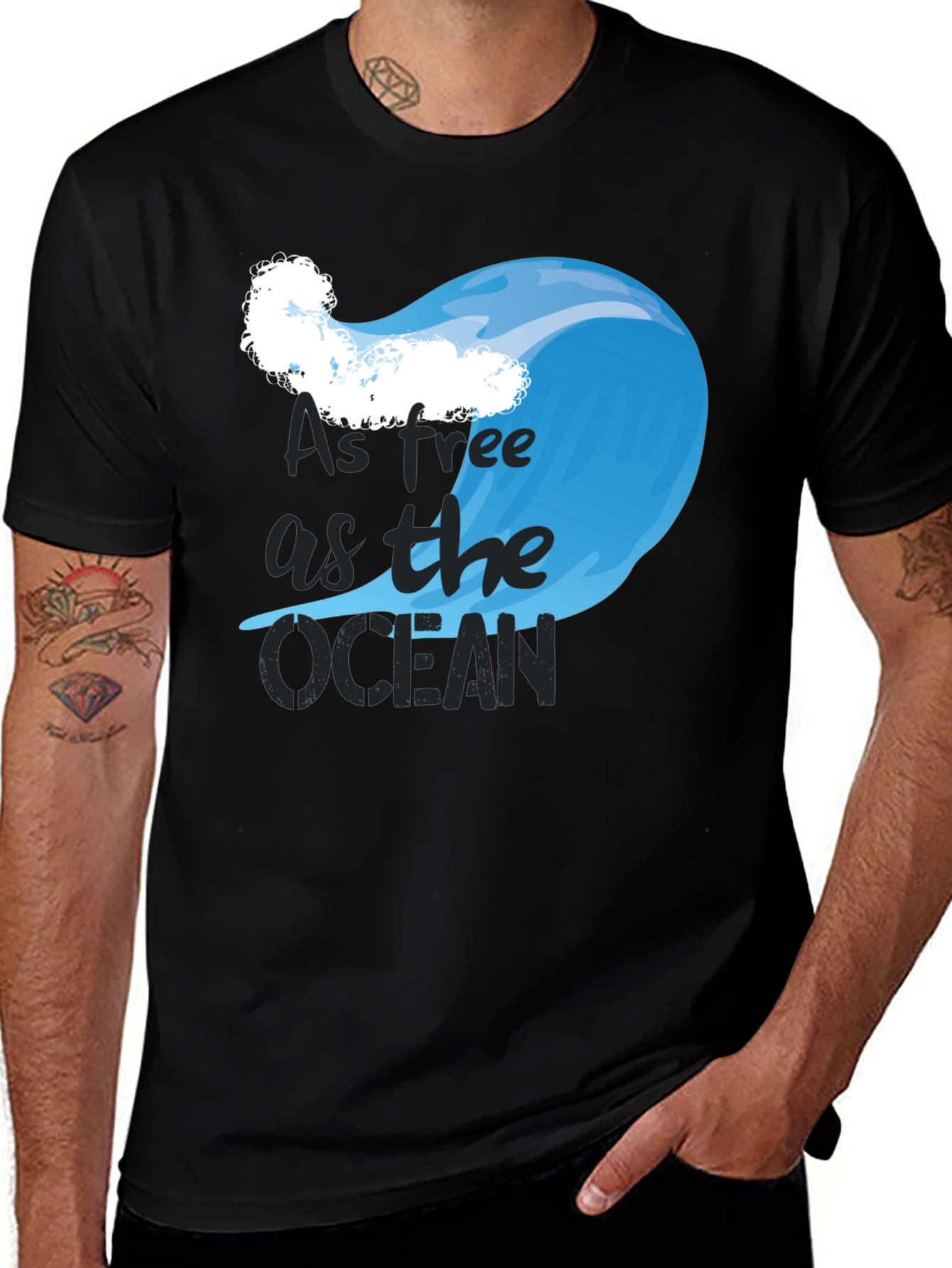 Variant 23 of As Free as the Ocean Black T-Shirt