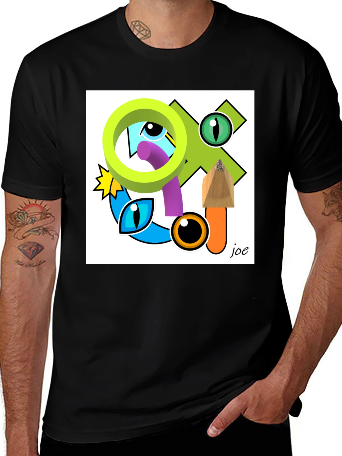 Variant 25 of Abstract 'Joe' Graphic Print Black T-Shirt