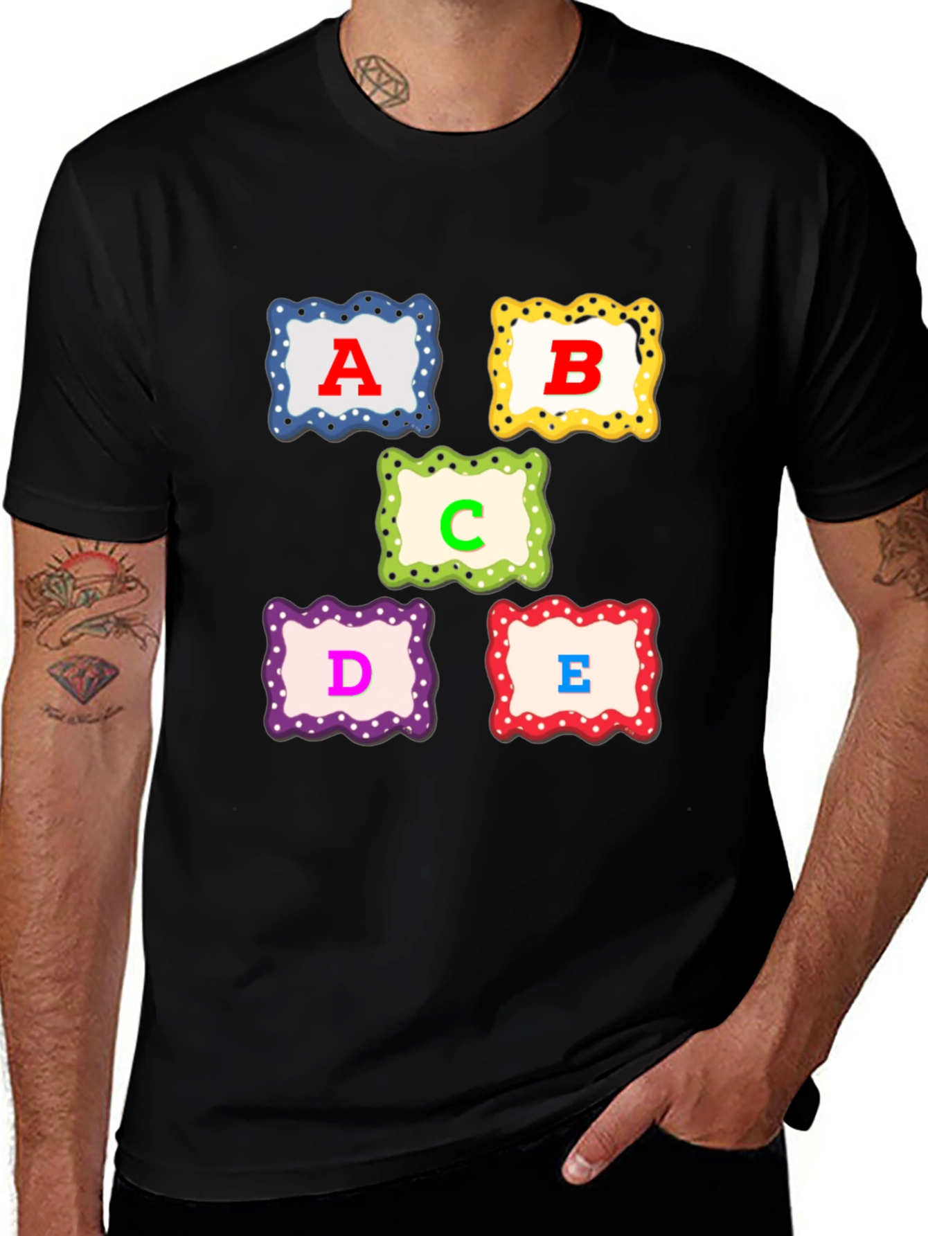 Variant 19 of Alphabet T-Shirt: A, B, C, D, E Design