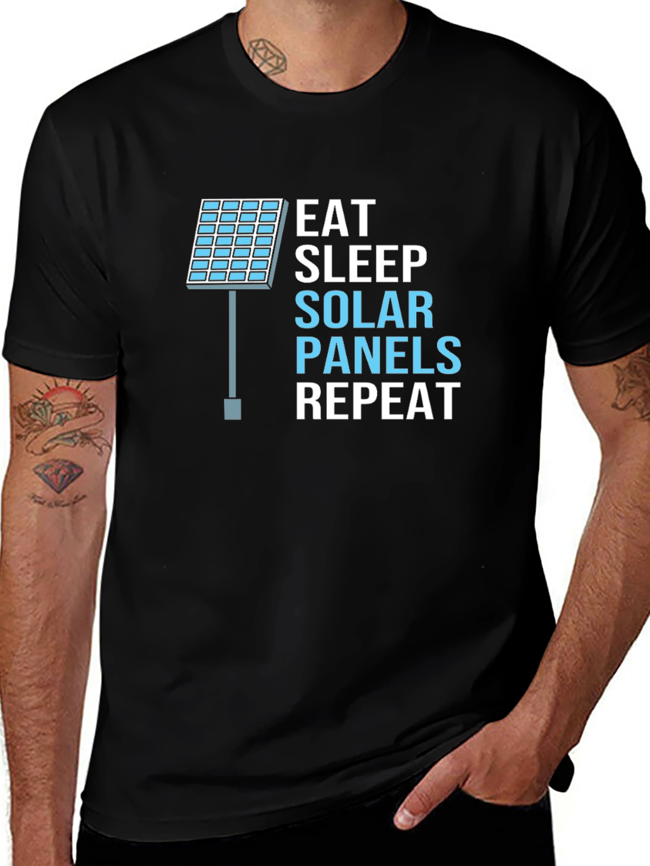 Variant 23 of Eat Sleep Solar Panels Repeat Black T-Shirt