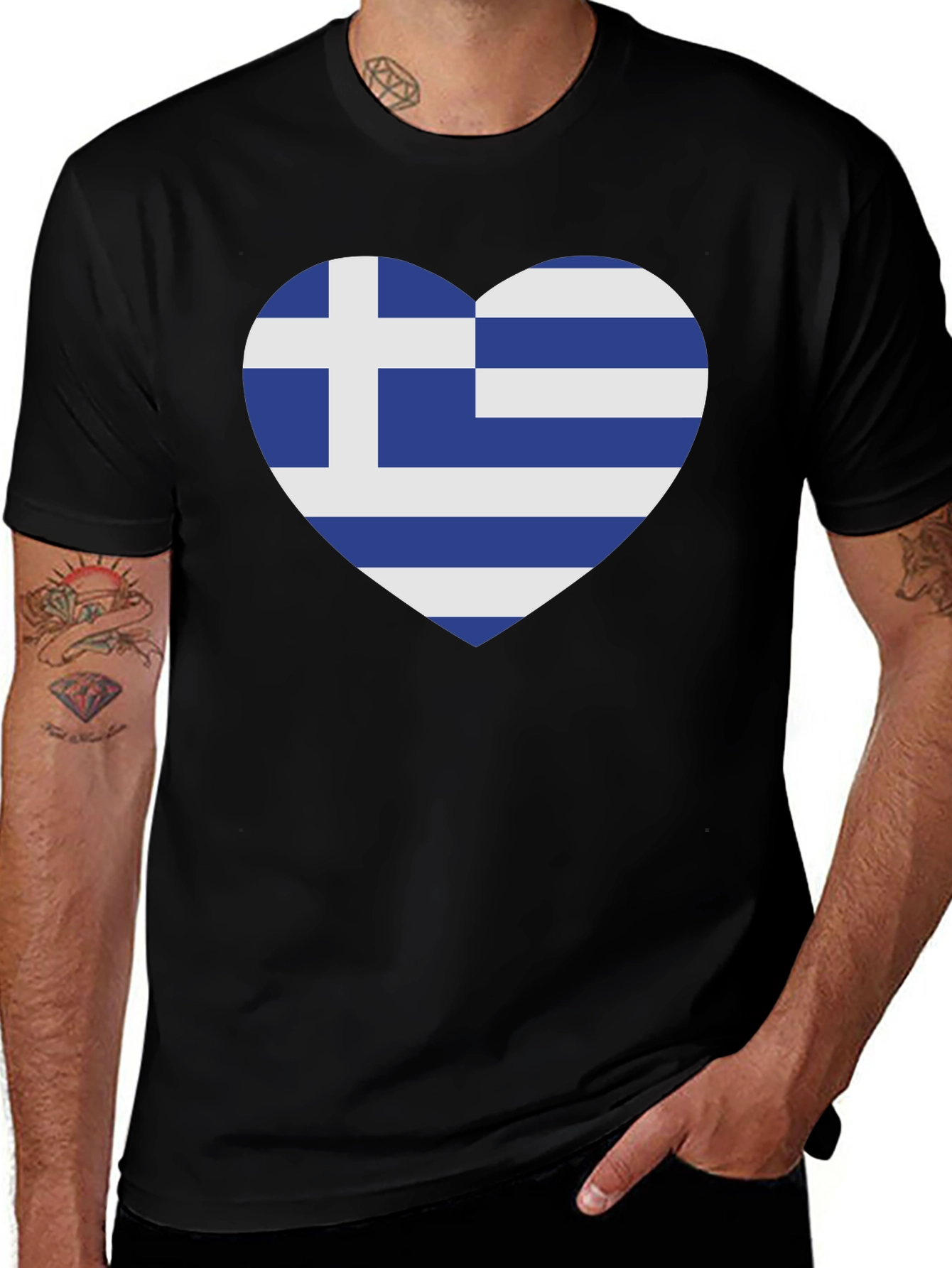 Variant 22 of Greek Flag Heart T-Shirt - Show Your Love for Greece