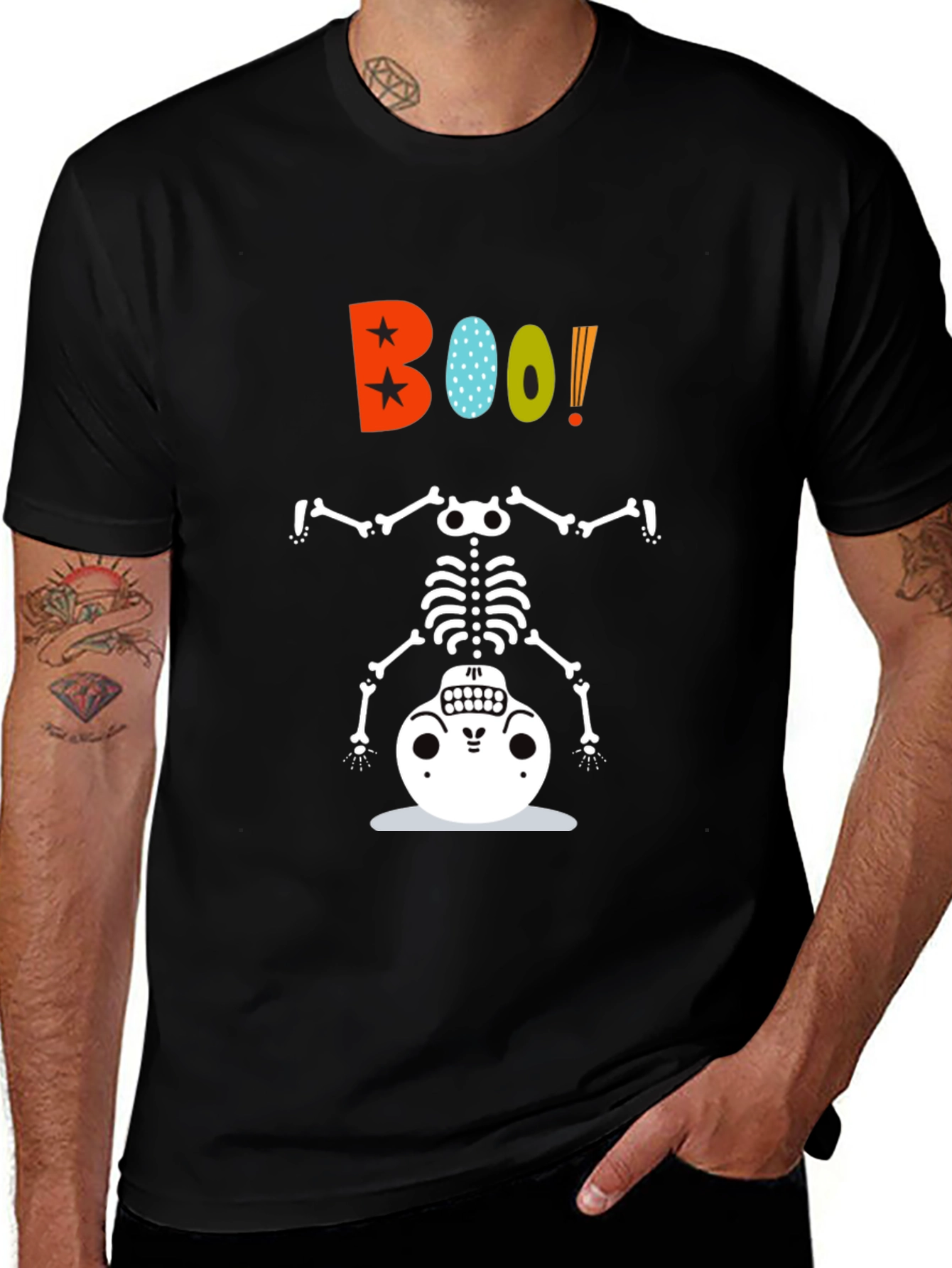 Variant 9 of Boo! Halloween Skeleton Graphic Tee