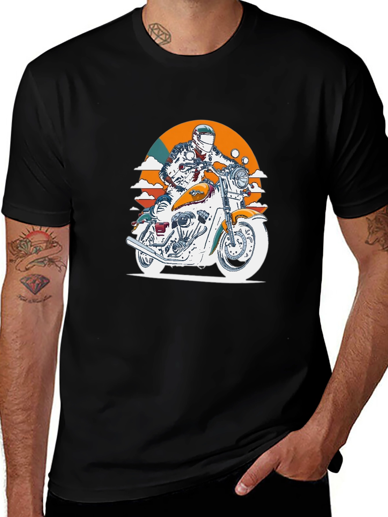 Variant 29 of Motorcycle Rider Graphic Black T-Shirt