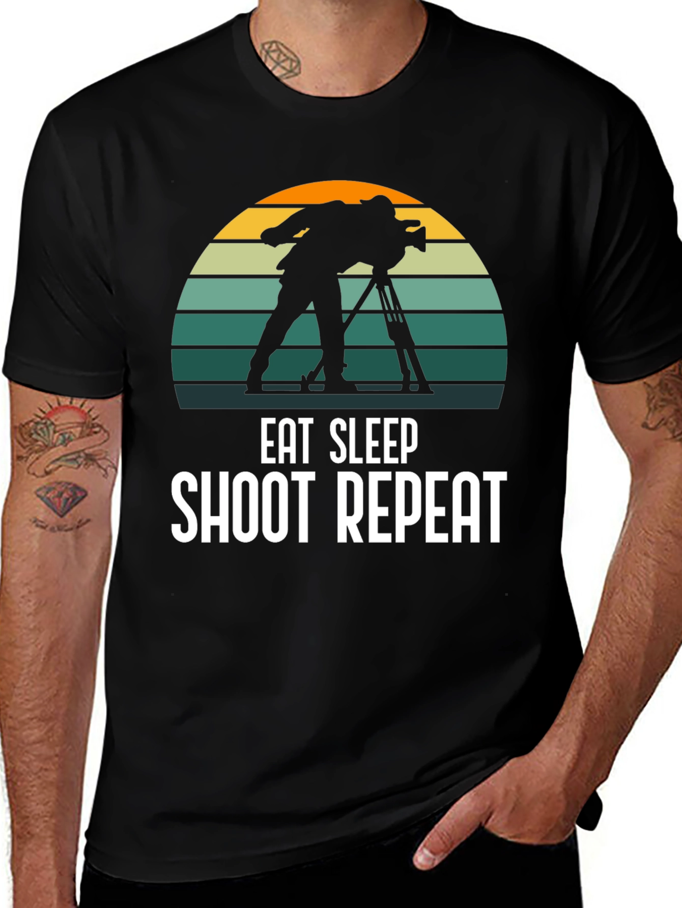 Eat Sleep Shoot Repeat Black T-Shirt