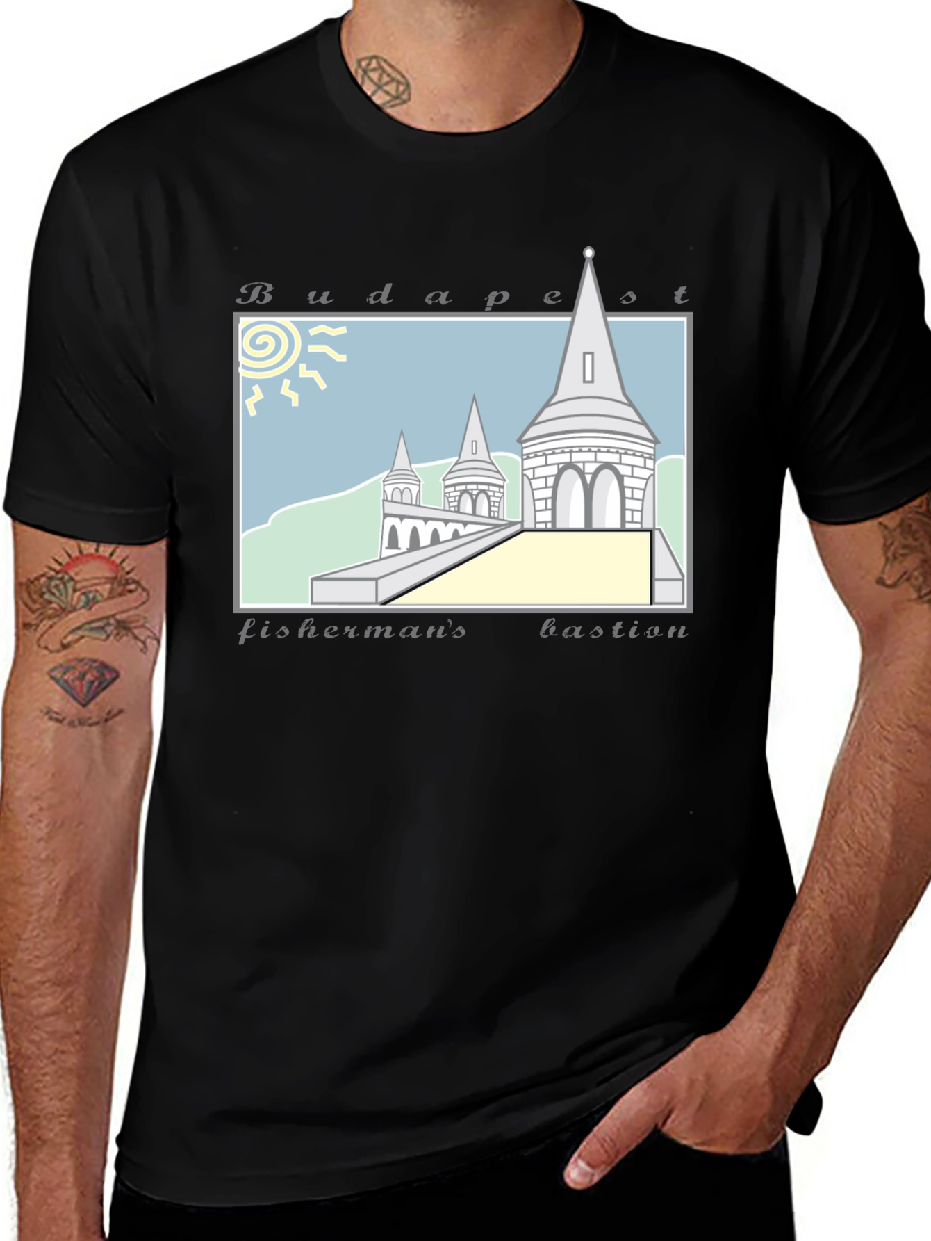 Budapest Fisherman's Bastion Black T-Shirt