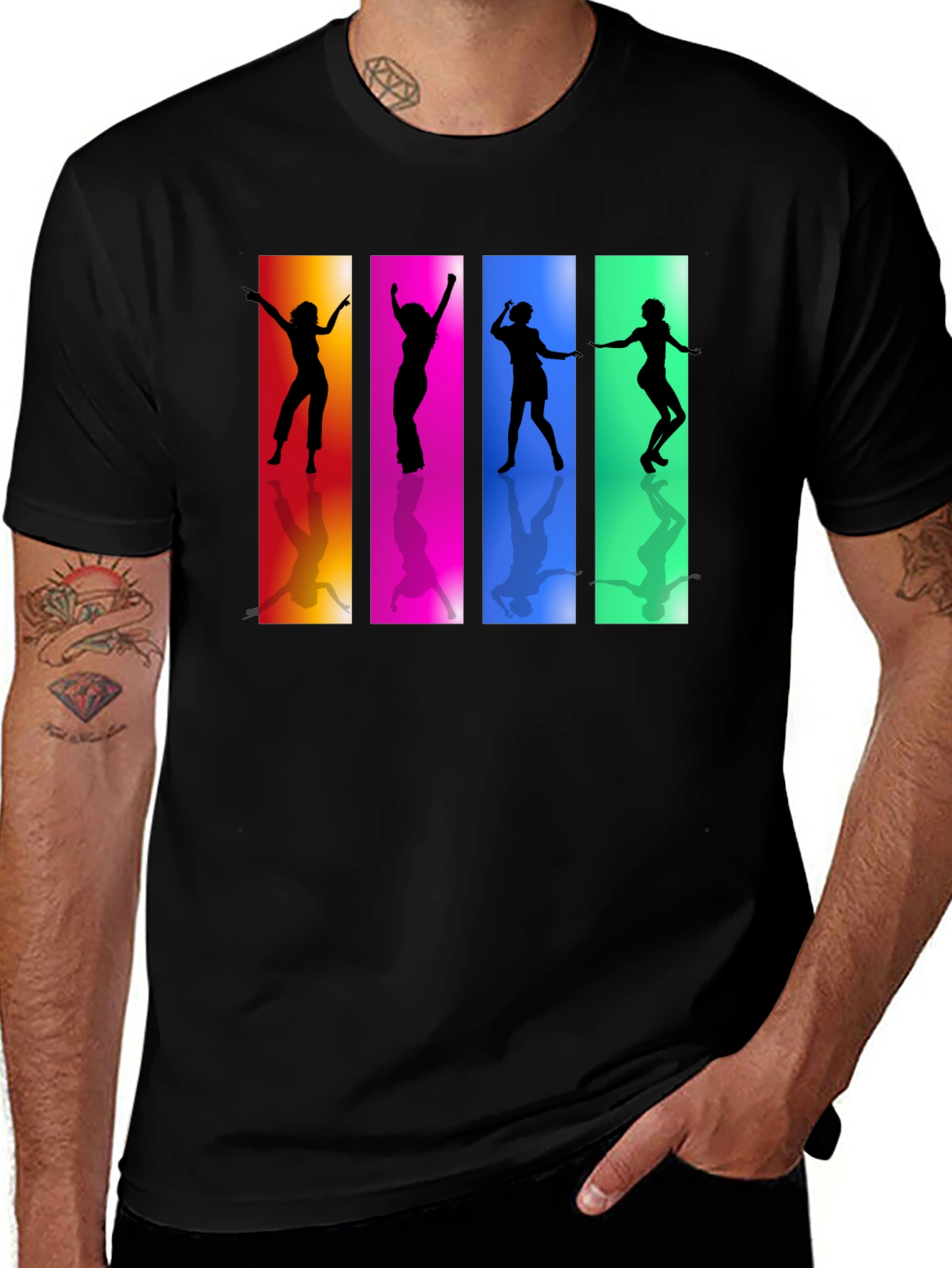 Variant 16 of Retro Dance Silhouette Graphic Black T-Shirt