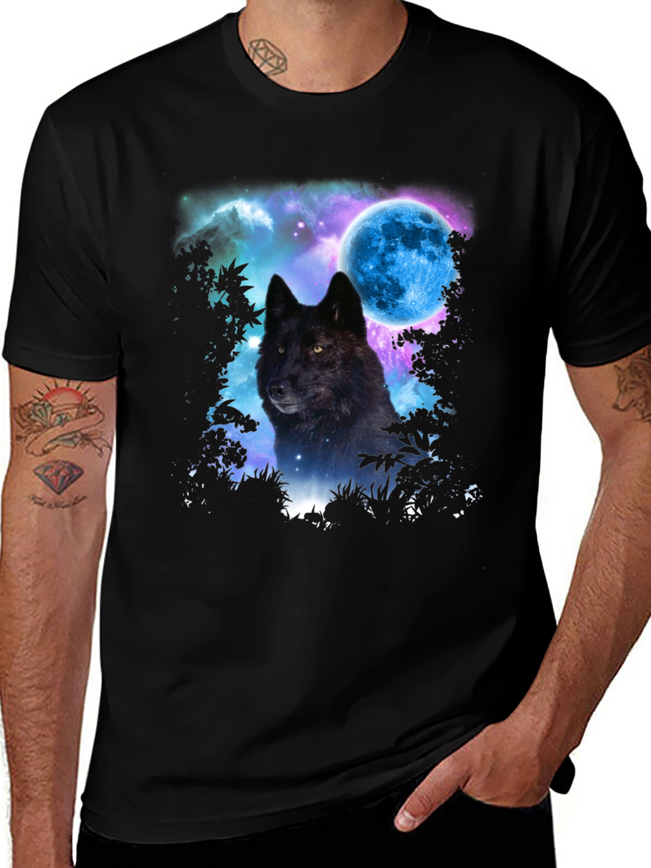 Variant 14 of Wolf Moon Graphic T-Shirt - Black