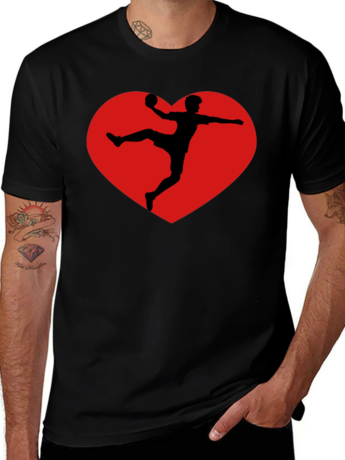 Variant 11 of Handball Heart T-Shirt - Black Tee