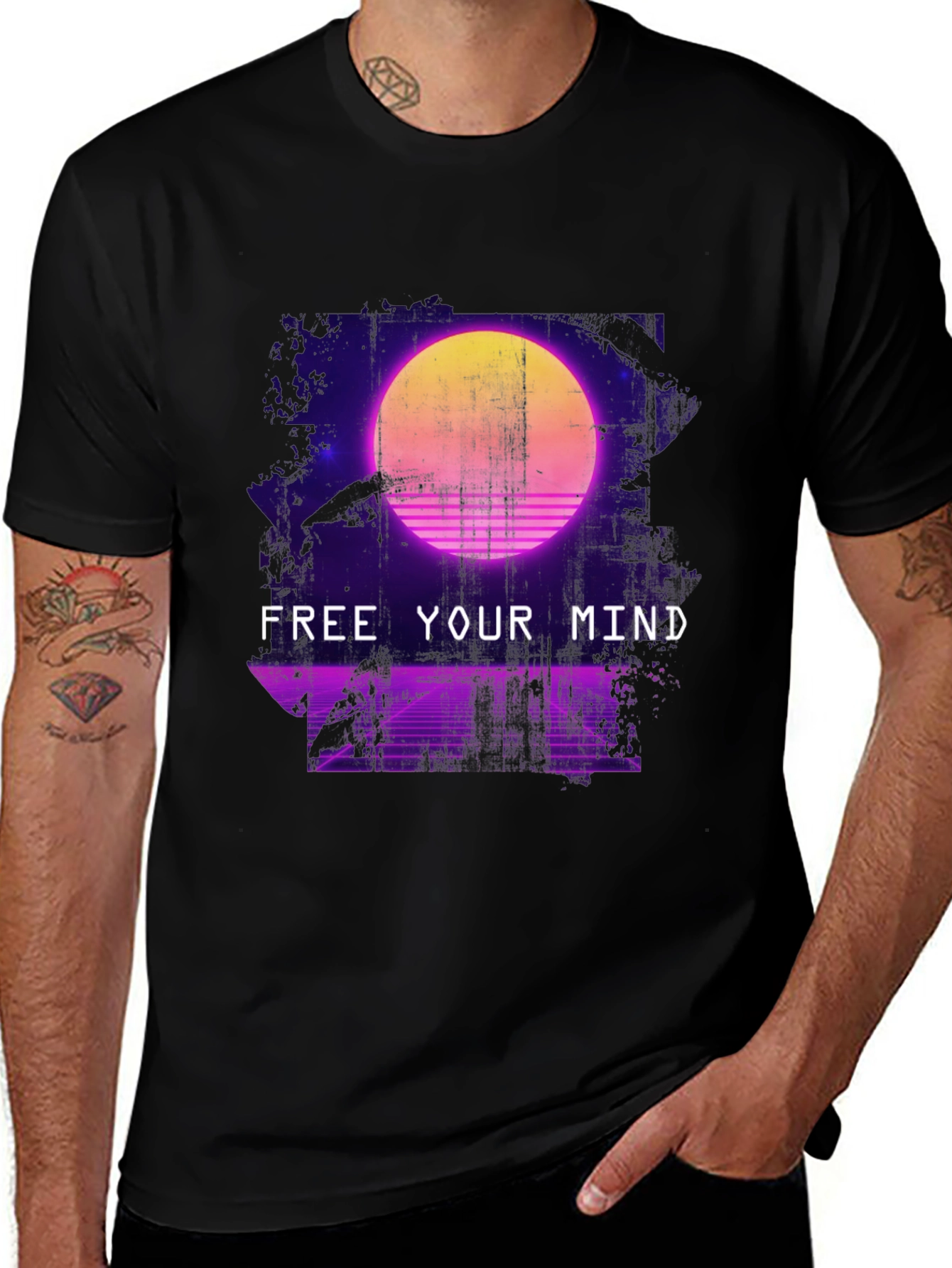 Variant 11 of Retro Synthwave "Free Your Mind" Graphic T-Shirt