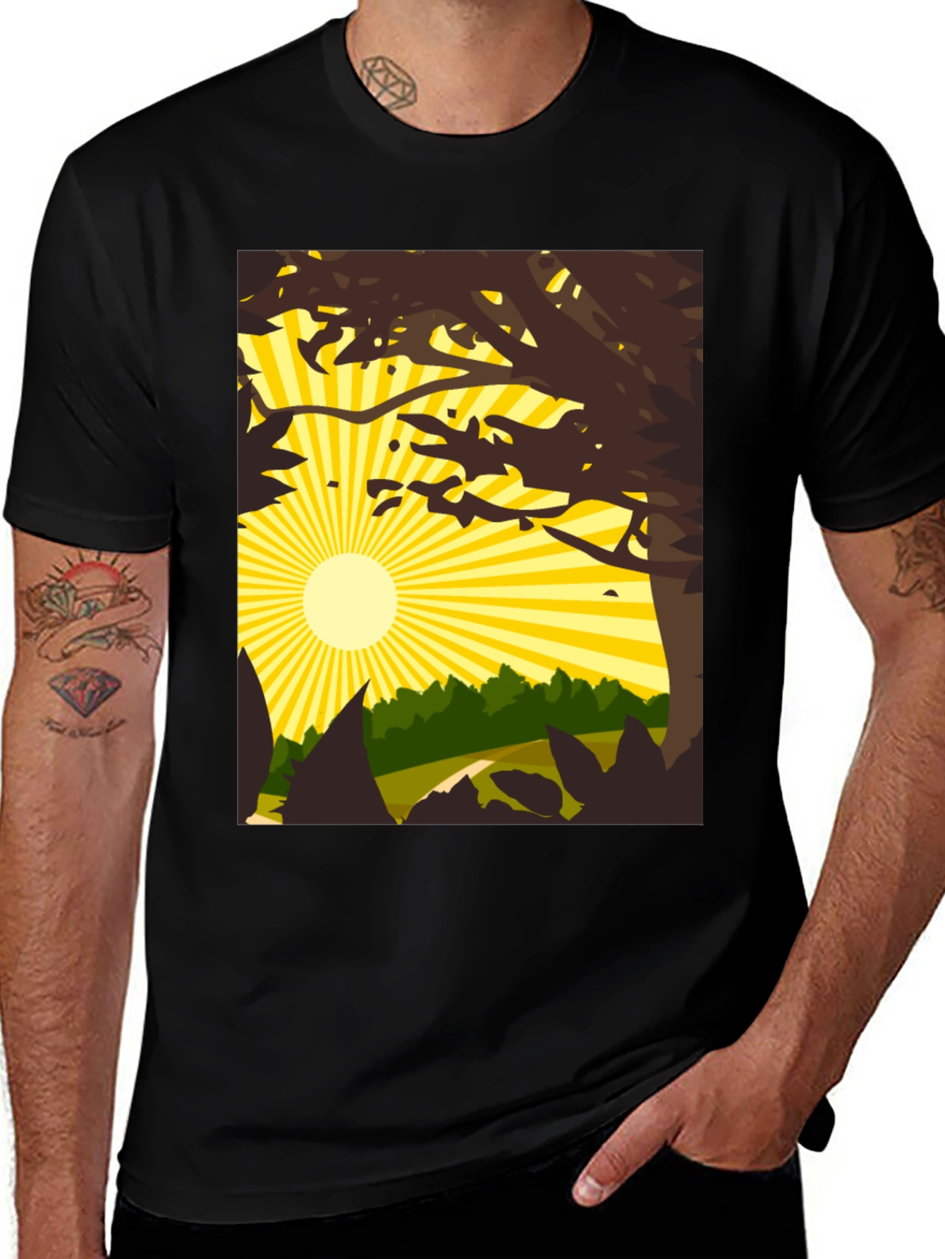 Variant 24 of Nature Scene Graphic Tee - Black