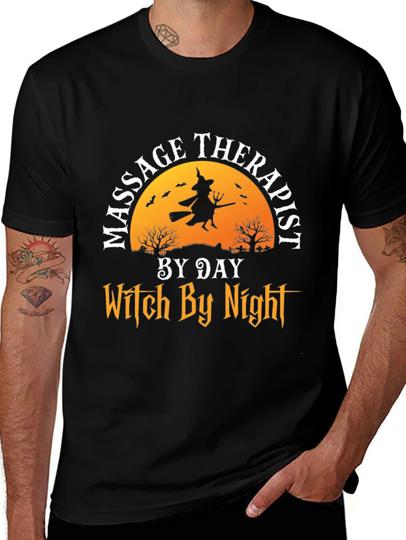 Black Massage Therapist Witch T-Shirt main image