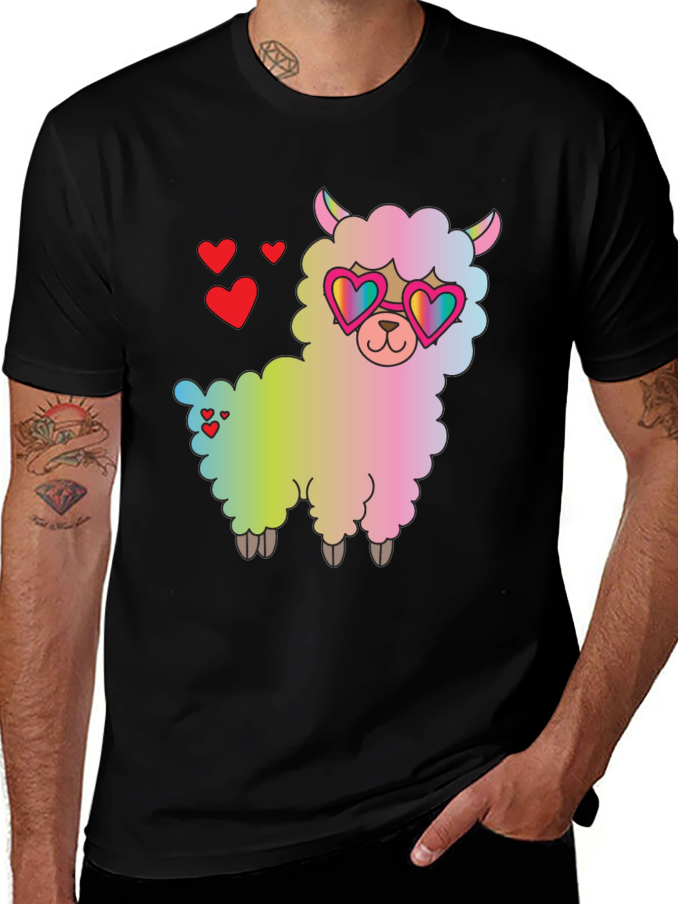 Variant 5 of Llama Love T-Shirt - Cute Heart Sunglasses Graphic Tee