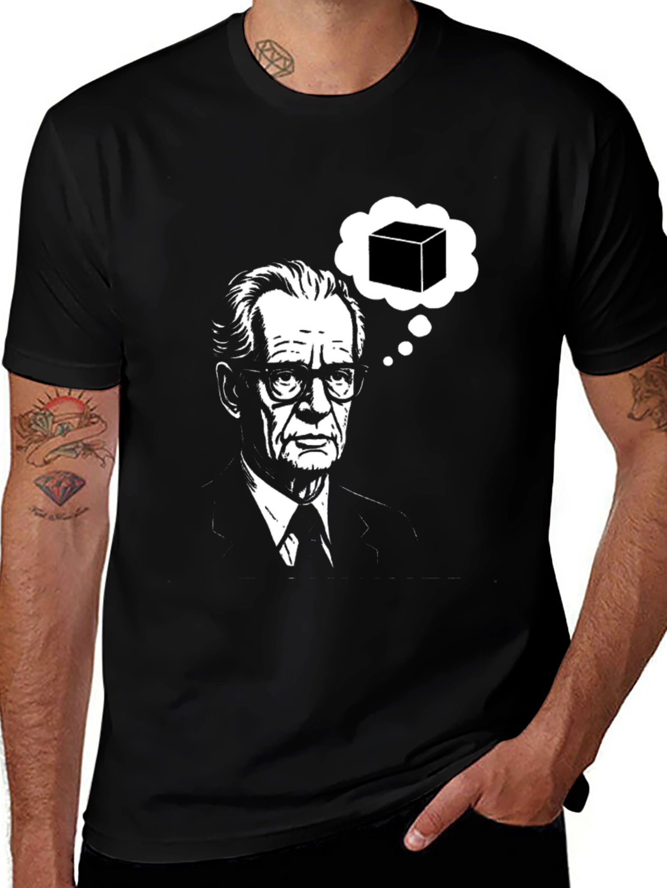 Variant 25 of Philosopher Thinking Cube Graphic Tee