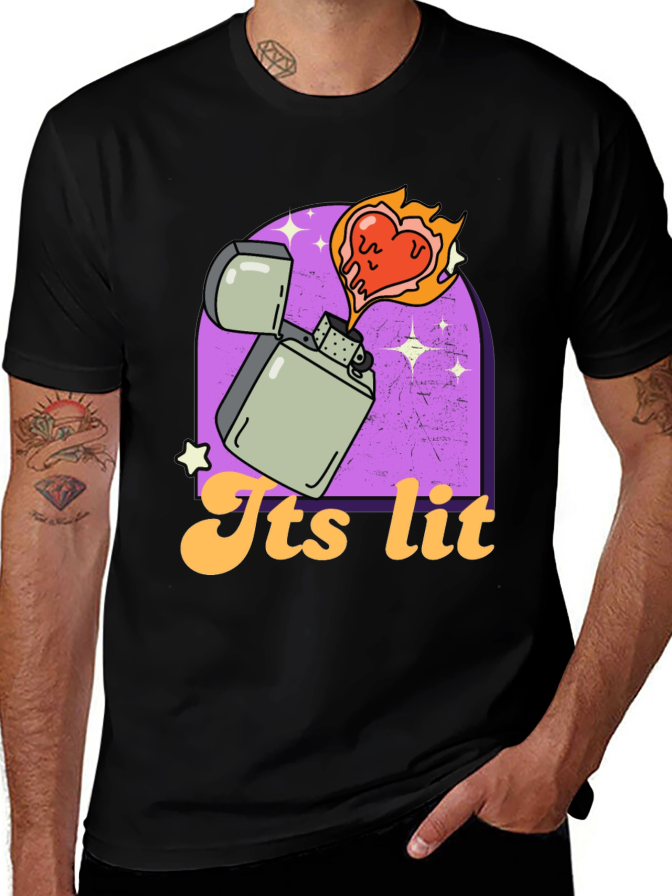 Black Its Lit T-Shirt - Novelty Graphic Tee main image