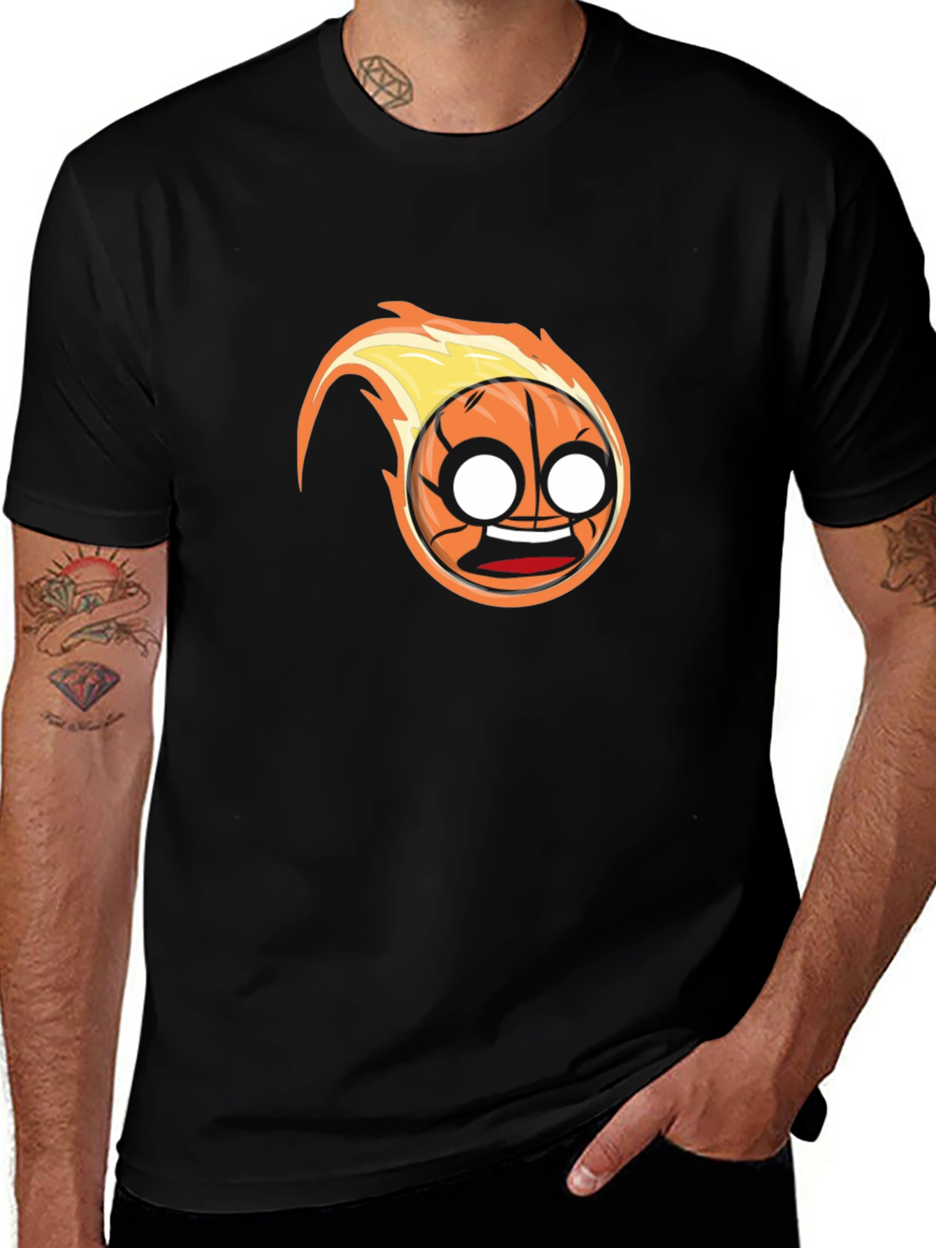 Variant 20 of Fiery Basketball Graphic Tee - Cool Black T-Shirt