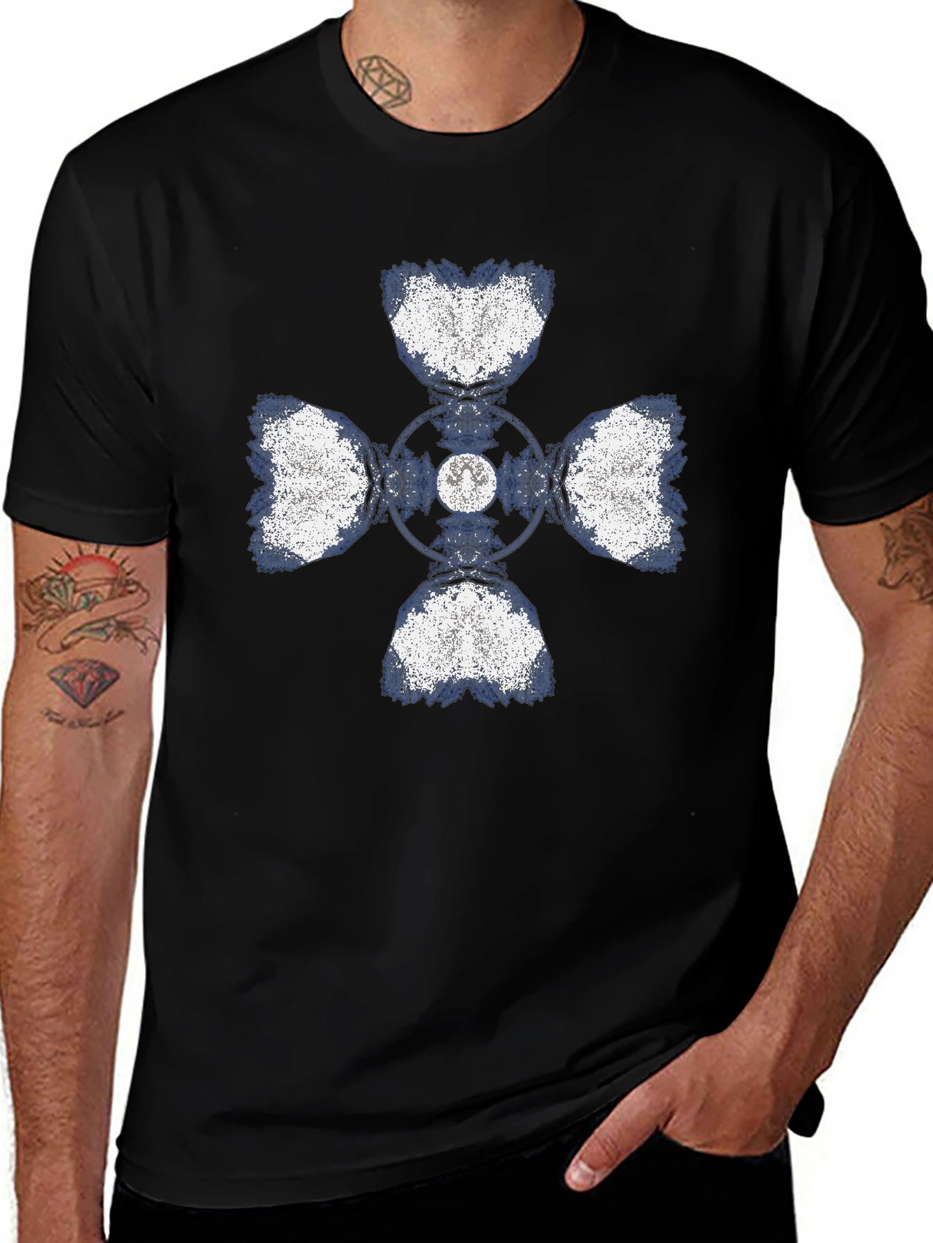 Variant 27 of Abstract Cross Graphic Print T-Shirt - Black