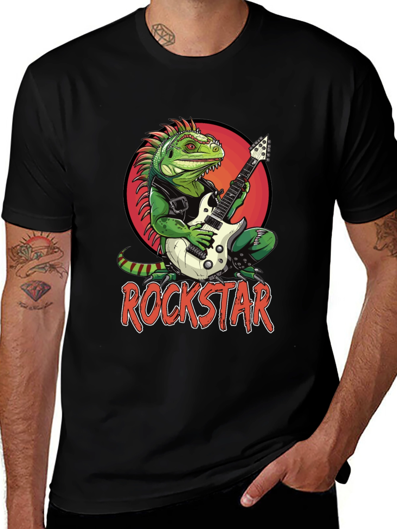 Variant 30 of Rockstar Iguana Graphic T-Shirt - Cool Reptile Band Tee