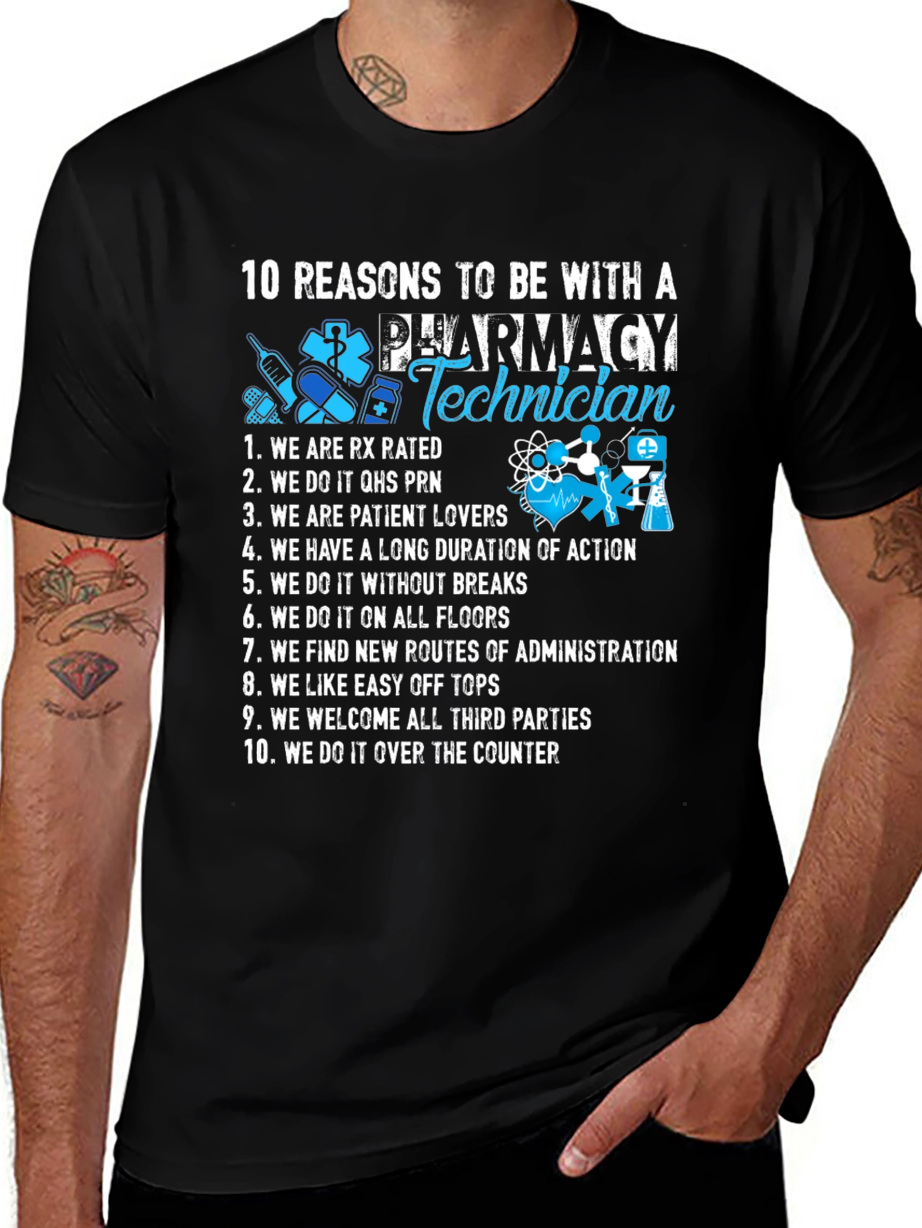 Variant 19 of Pharmacy Technician Reasons T-Shirt