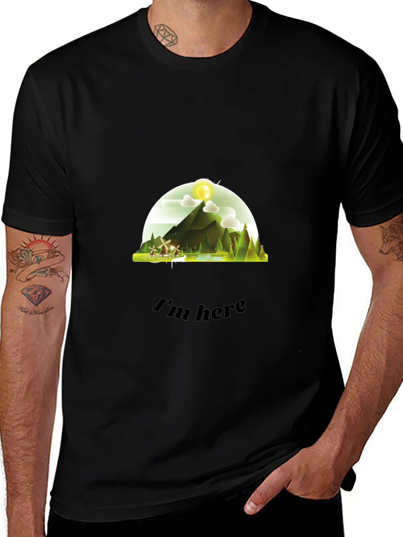 Variant 2 of Nature Scene Graphic Tee - "I'm Here" T-Shirt