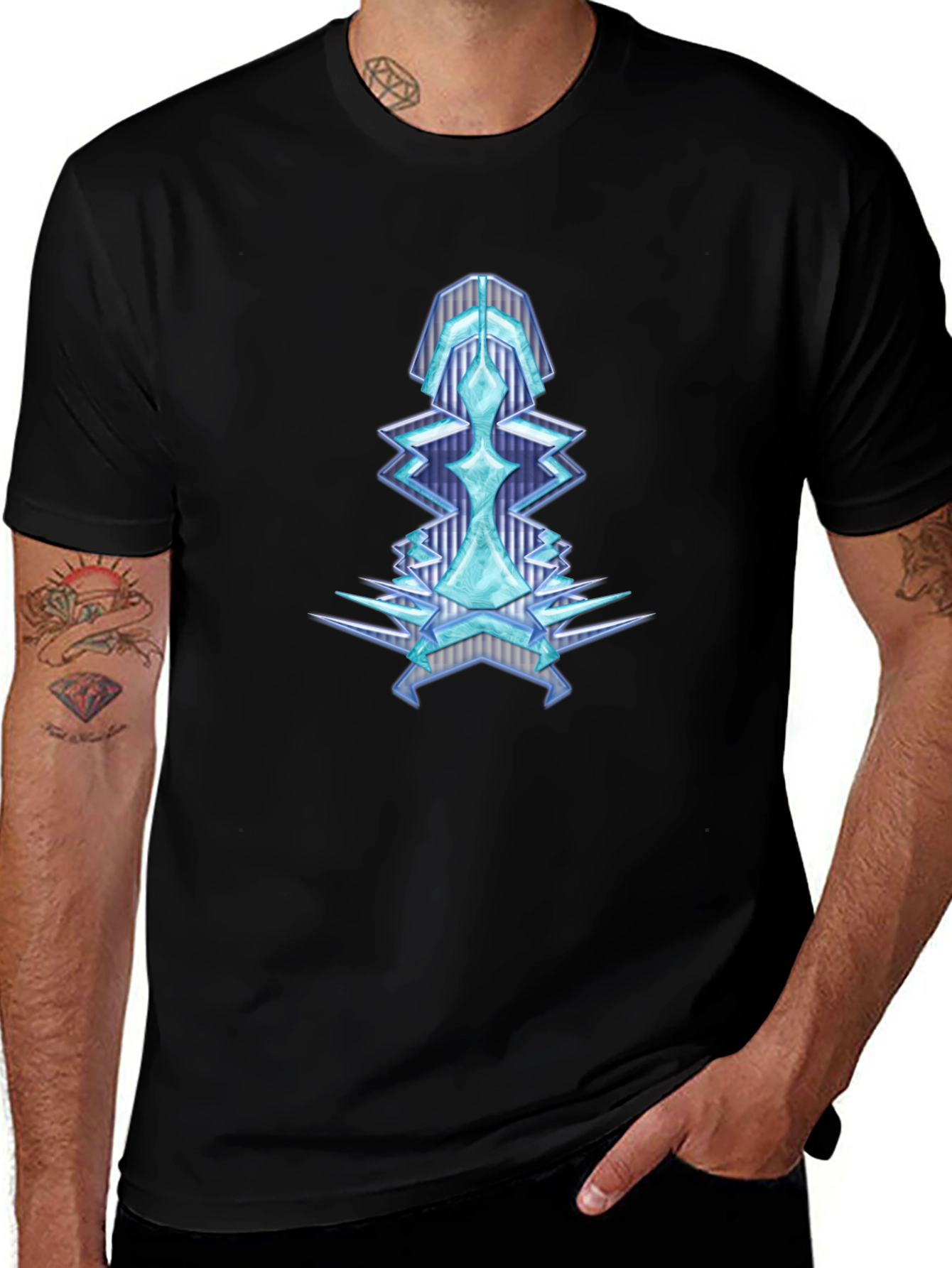 Variant 23 of Geometric Ice Crystal Graphic Tee - Black