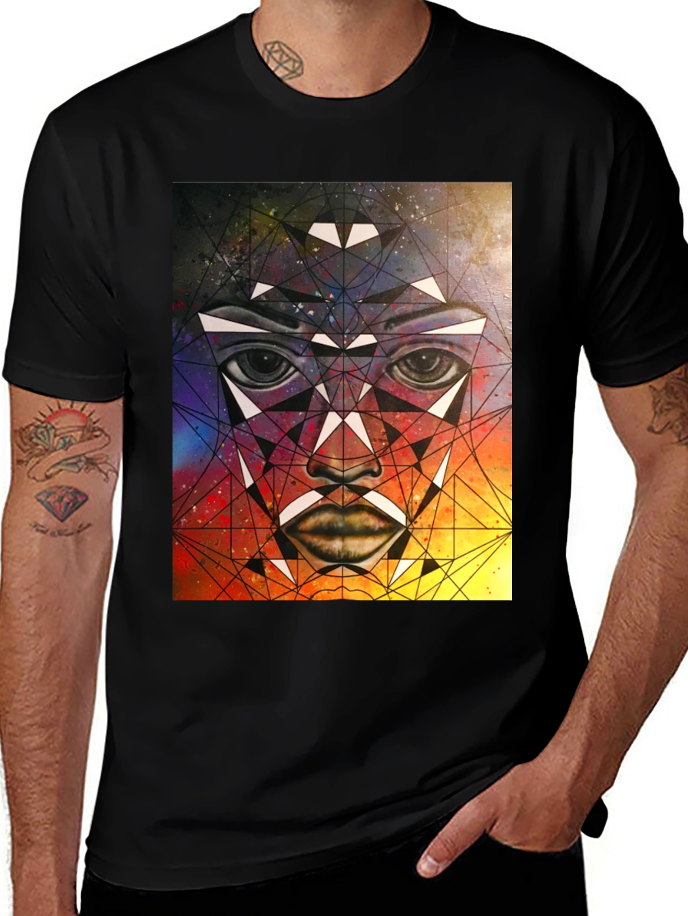 Variant 23 of Geometric Face Graphic T-Shirt - Abstract Art Tee