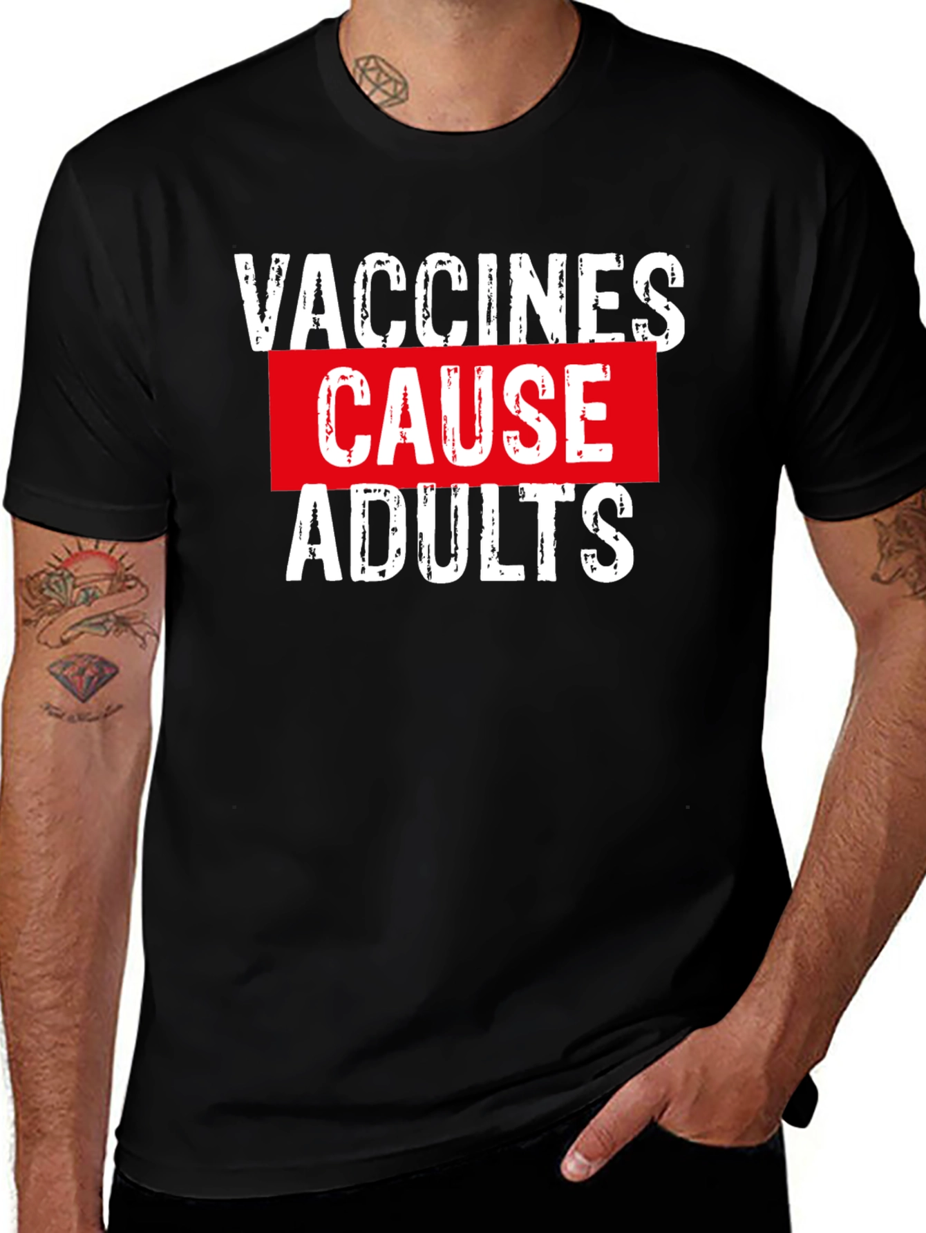 Black Vaccines Cause Adults Graphic Tee - Black main image