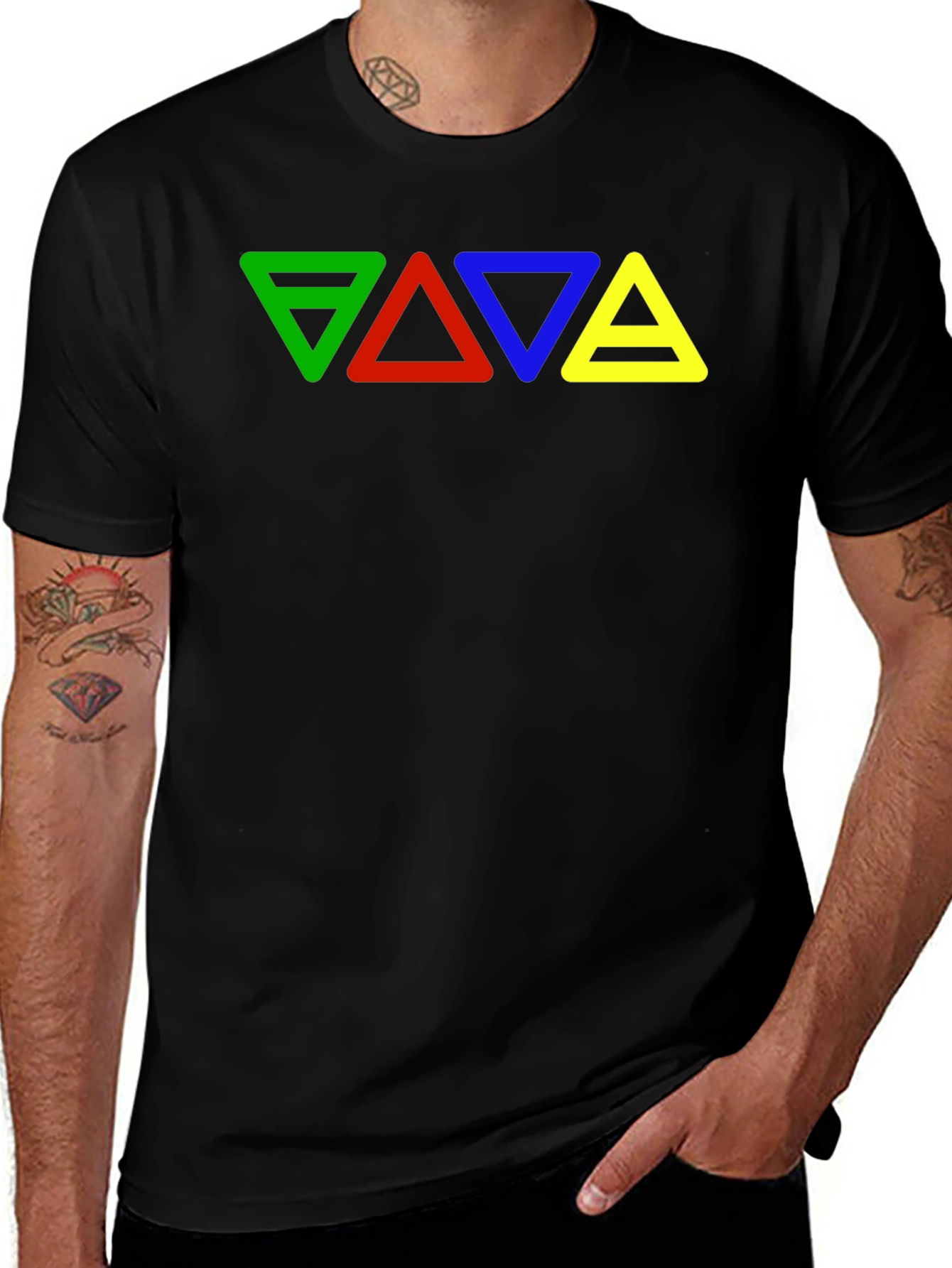Variant 18 of Elemental Triangles Black T-Shirt