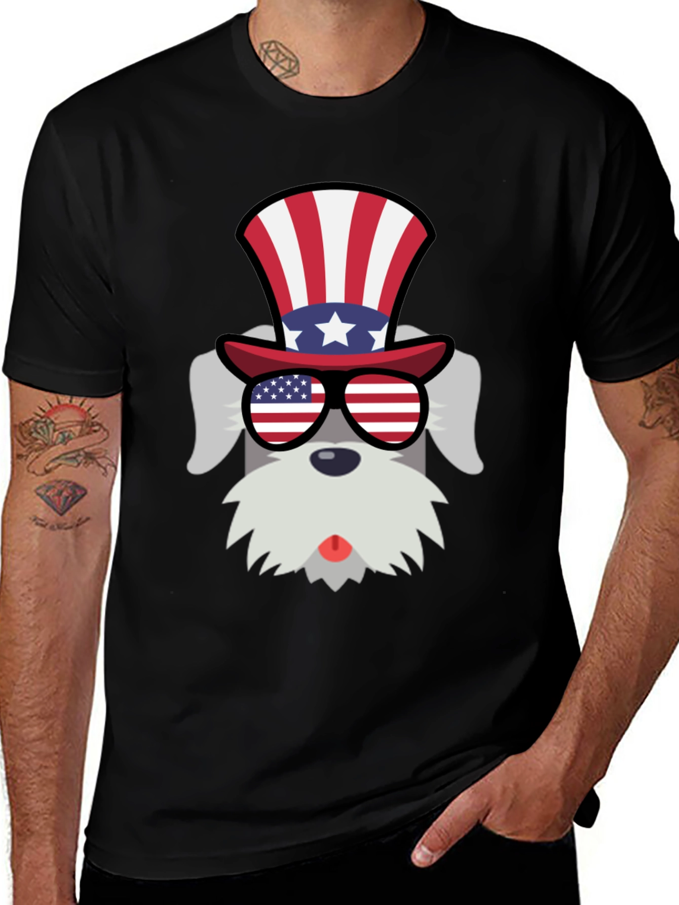 Variant 7 of Patriotic Schnauzer T-Shirt - USA Dog